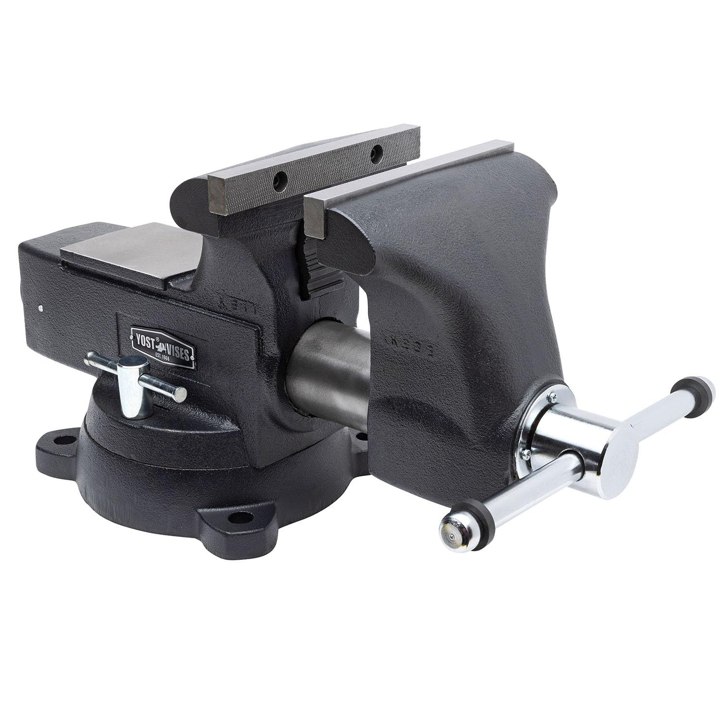 Yost HD550-C Heavy Duty 5-1/2 Inch Mechanics Work Bench Vise | Heavy Duty Woodworking & Metal Work Table with Secure Grip Swivel Base | 60,000 PSI Casting Iron Material with Extra-large Anvil Surface