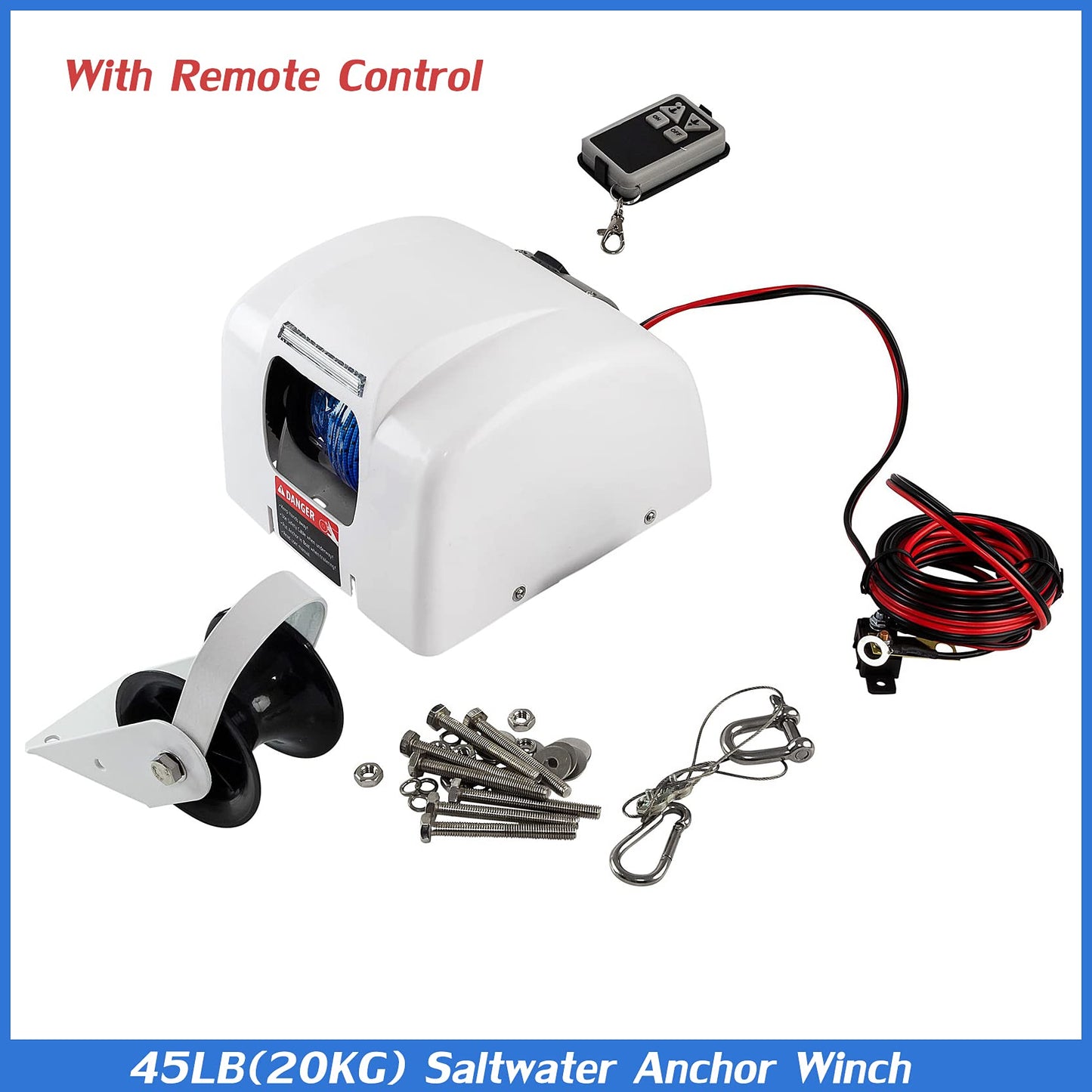 Electric Anchor Winch,Marine Anchor Winch 12V,Saltwater Boat Anchor Windlass Kit with Wireless Remote Control,Heavy Duty Towing Winches