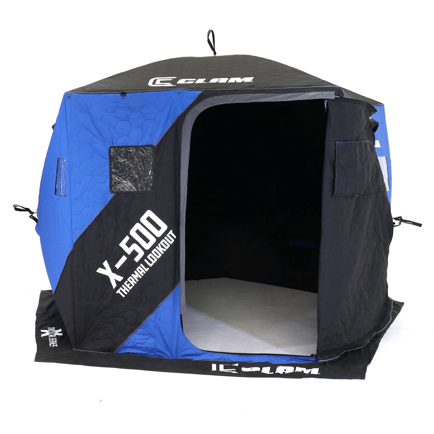CLAM Portable Fishing Angler Thermal Hub Shelter Tent with Anchor Straps, Carrying Bag