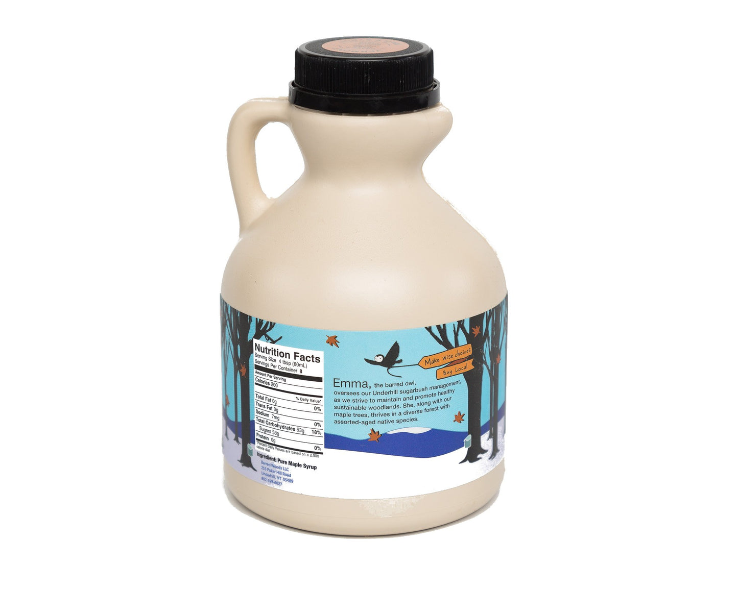 Organic Vermont Maple Syrup - Pure and All Natural - One Pint Jug (16 oz) - Grade A Amber Rich - From Barred Woods Maple