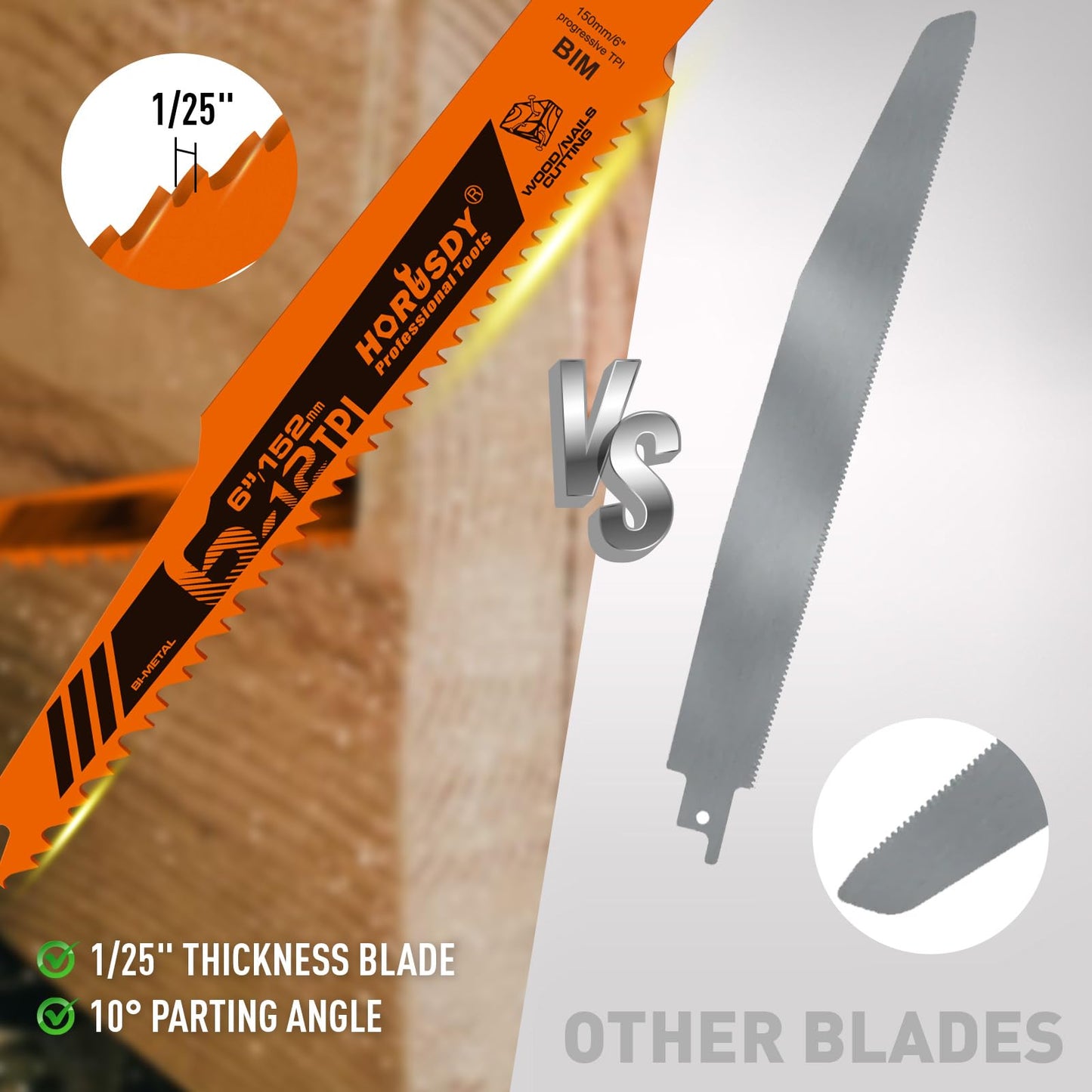 HORUSDY 10-Piece Reciprocating Saw Blades Set, Metal & Woodcutting Saw Blades