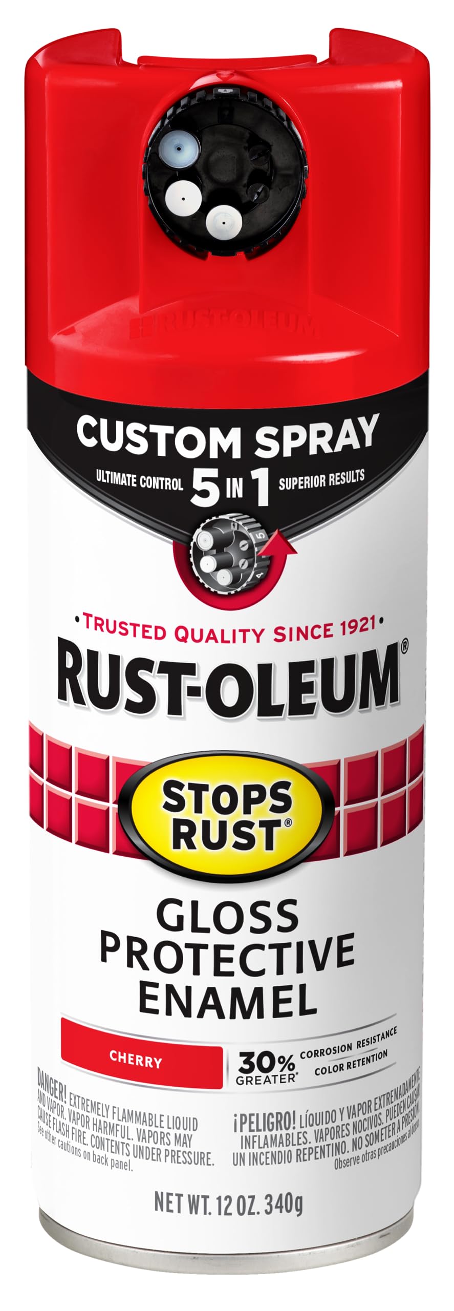 Rust-Oleum 376892 Stops Rust Custom Spray 5-in-1 Spray Paint, 12 oz, Gloss Leather Brown