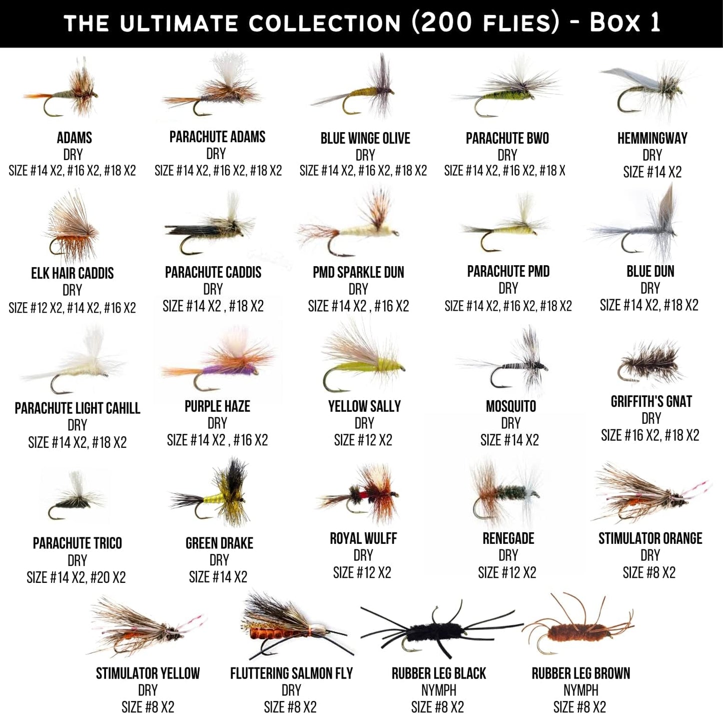 Ventures Fly Co. | 200 Premium Hand Tied Fly Fishing Flies Assortment | Three Fly Boxes Included | Dry, Wet, Nymphs, Streamers, Wooly Buggers, Terrestrials | Trout, Bass Lure Set, Kit