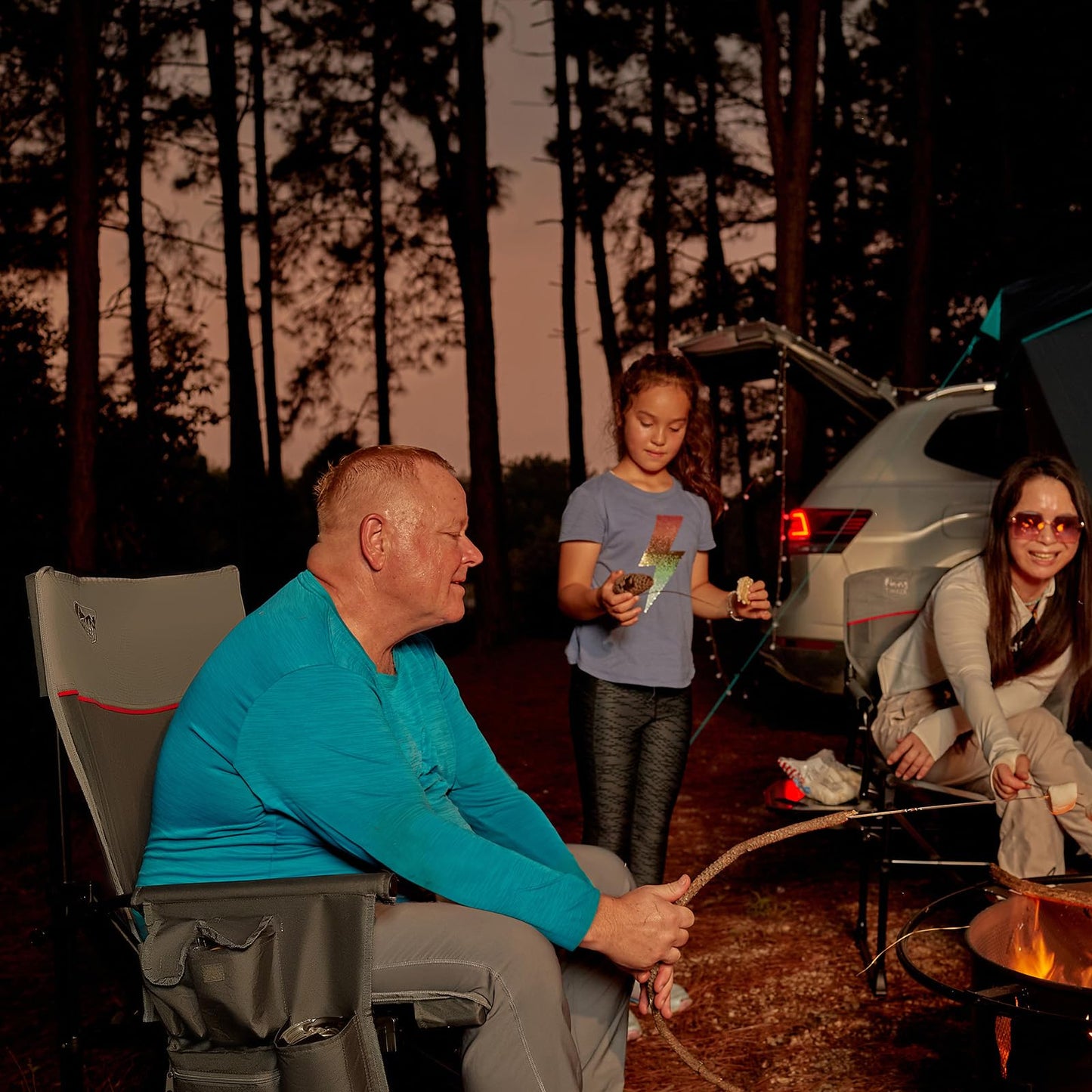 TIMBER RIDGE Oversized Folding Camping Chair High Back Heavy Duty for Adults Support up to 500lbs with Cup Holder, Side Pocket Cooler Bag