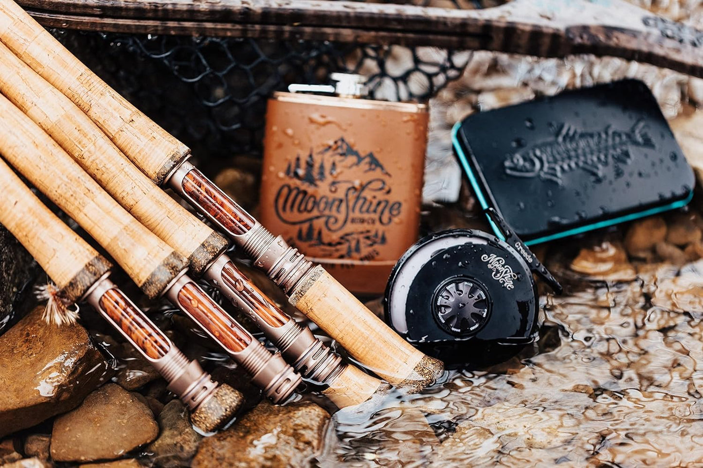 Moonshine Rod Company Fly Fishing Rod with Carrying Case and Extra Rod Tip Section Medium Action, The Drifter II, 4wt 8'6"