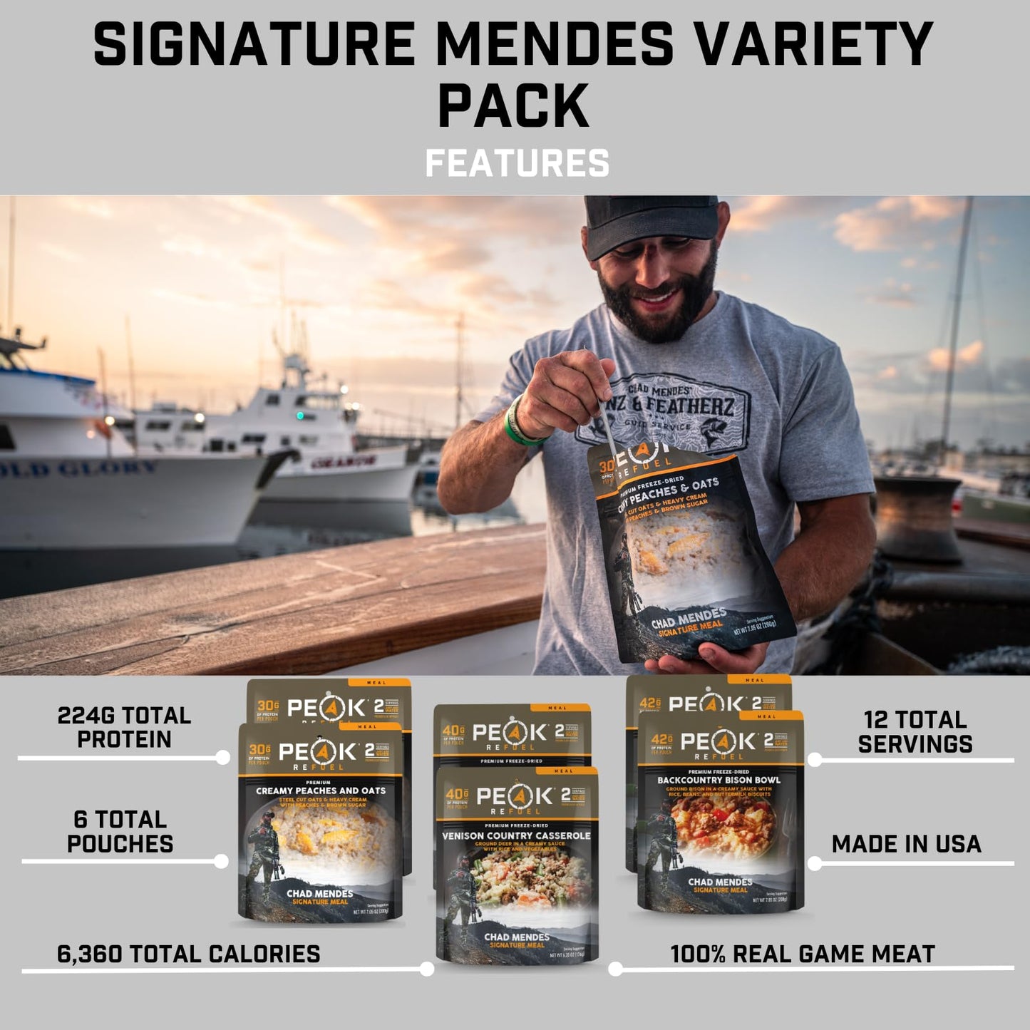 Peak Refuel Backcountry Bison Bowl | Chad Mendes Signature Meal | Premium Freeze-Dried Variety Meals | Hunting, Survival, Camping, Backpacking Food | High-Protein Game Meats | MRE | Made in USA