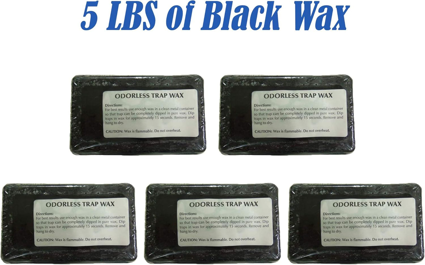 Black and White Odorless Trap Wax - 1LB Bars (5, Black)