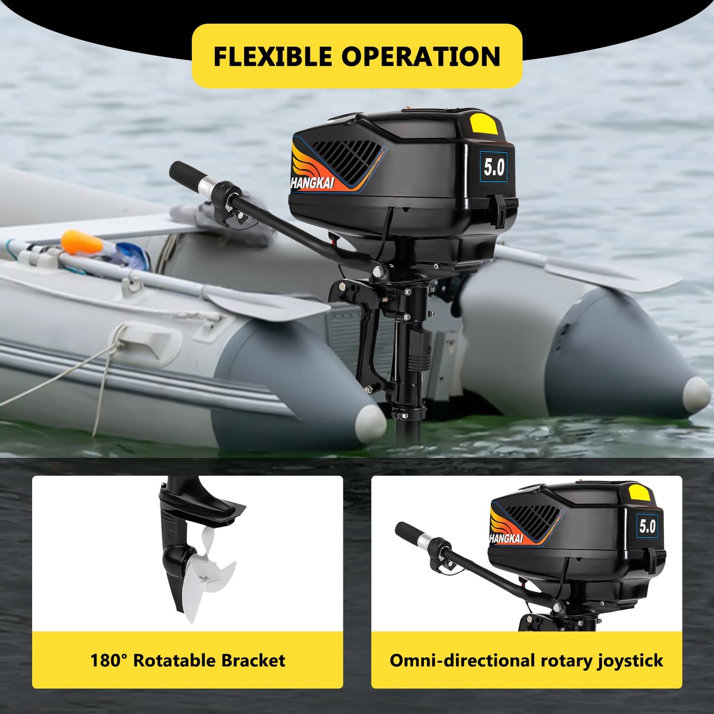 3.5HP 2 Stroke Outboard Motor, Heavy Duty Fishing & Kayak Motor with Water Cooling System, Marine Boat Engine for Inflatable Fishing