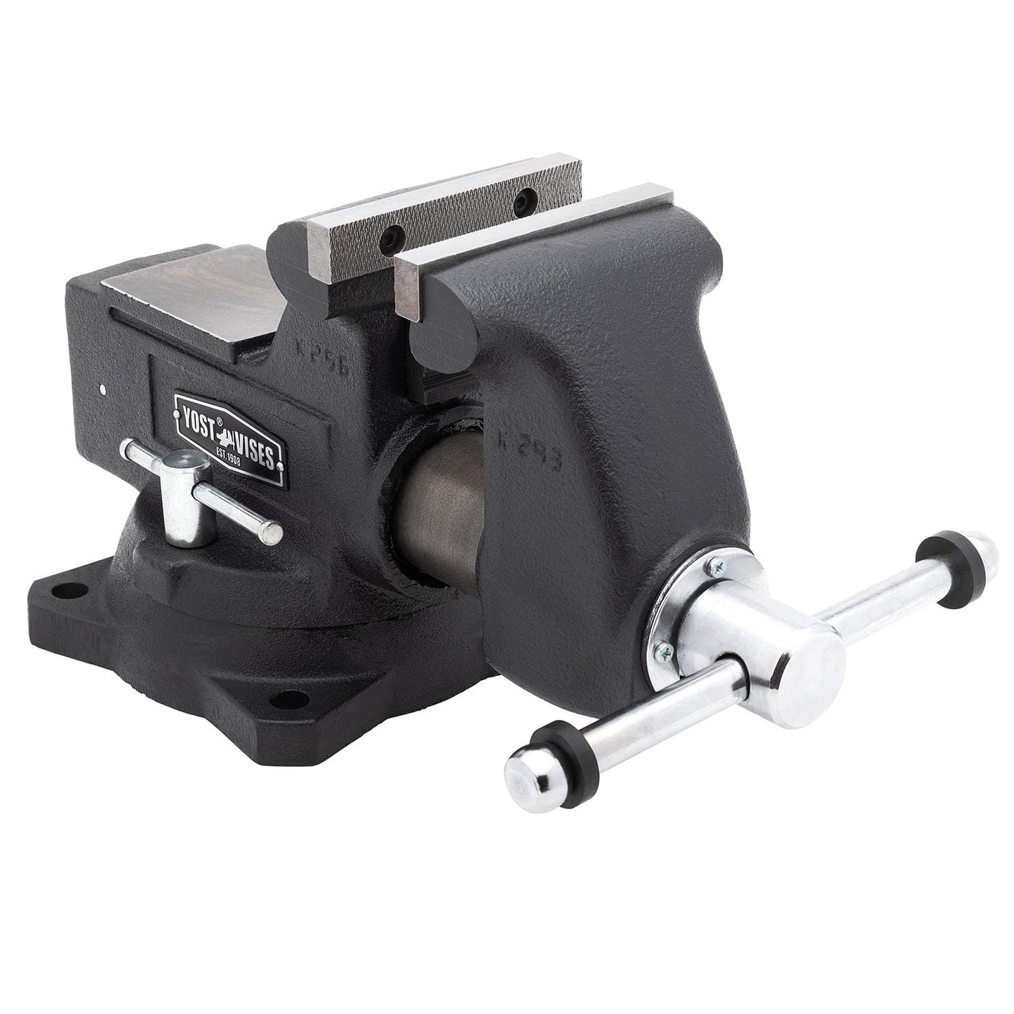 Yost HD550-C Heavy Duty 5-1/2 Inch Mechanics Work Bench Vise | Heavy Duty Woodworking & Metal Work Table with Secure Grip Swivel Base | 60,000 PSI Casting Iron Material with Extra-large Anvil Surface