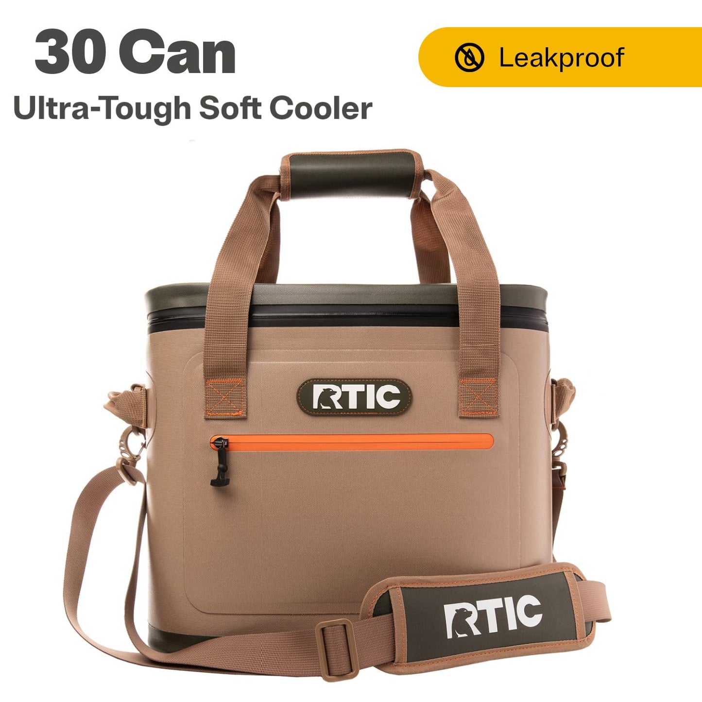RTIC Ultra-Tough Soft Cooler 30 Can, Insulated Bag Portable Ice Chest Box for Lunch, Beach, Drink, Beverage, Travel, Camping, Picnic, Car, Trips, Floating Cooler Leak-Proof with Zipper