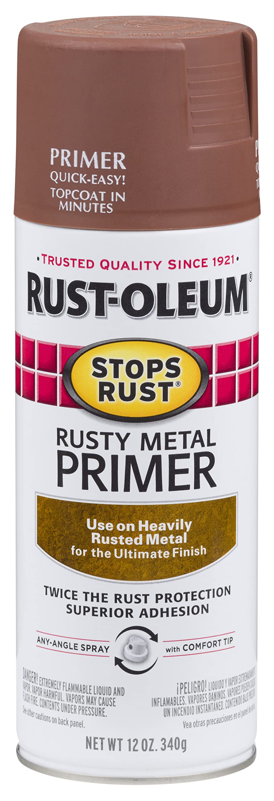 Rust-Oleum 7769830 Stops Rust Rusty Metal primer Spray, 12 oz, Flat Brown