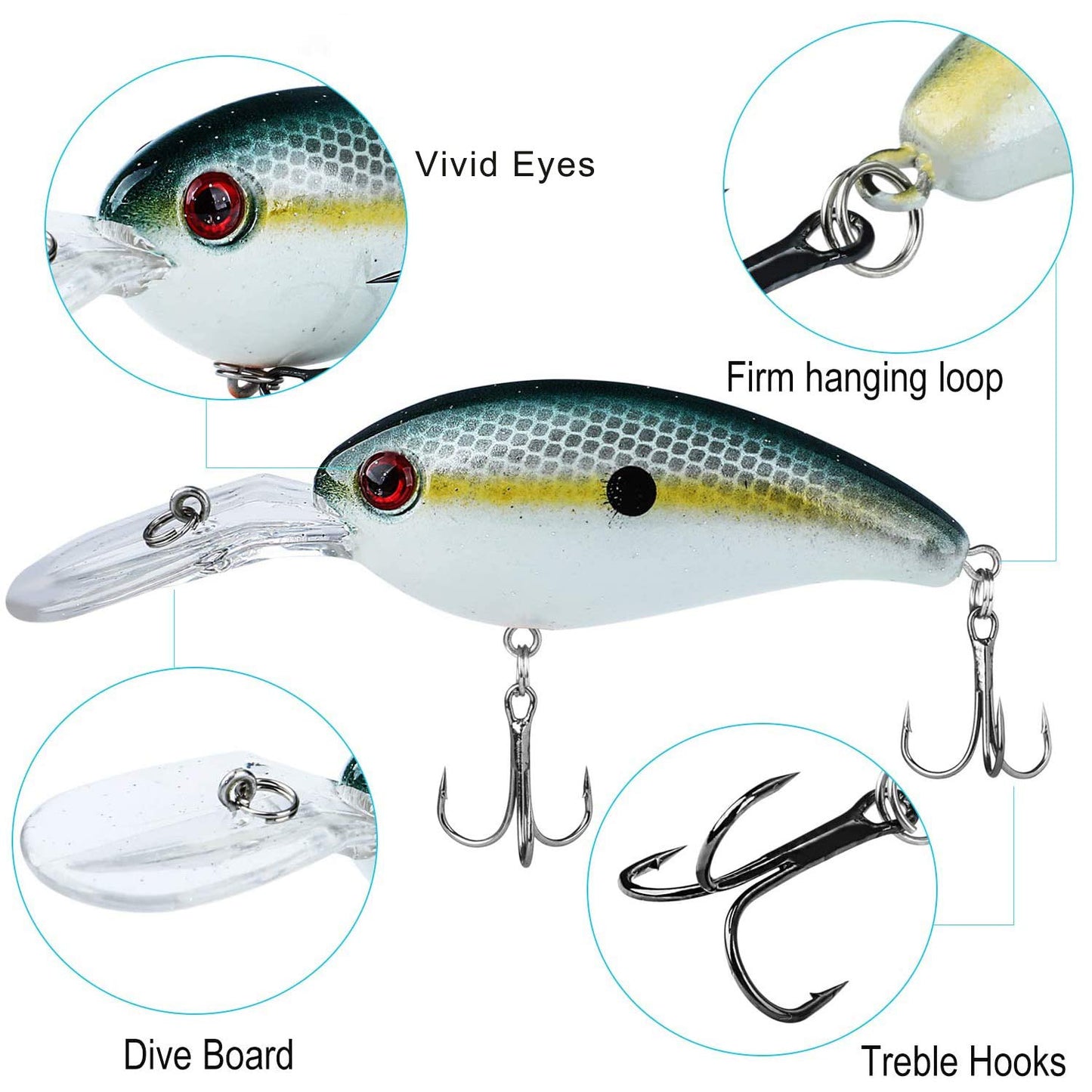 Fishing Lures Shallow Deep Diving Swimbait Crankbait Fishing Wobble Multi Jointed Hard Baits for Bass Trout Freshwater and Saltwater