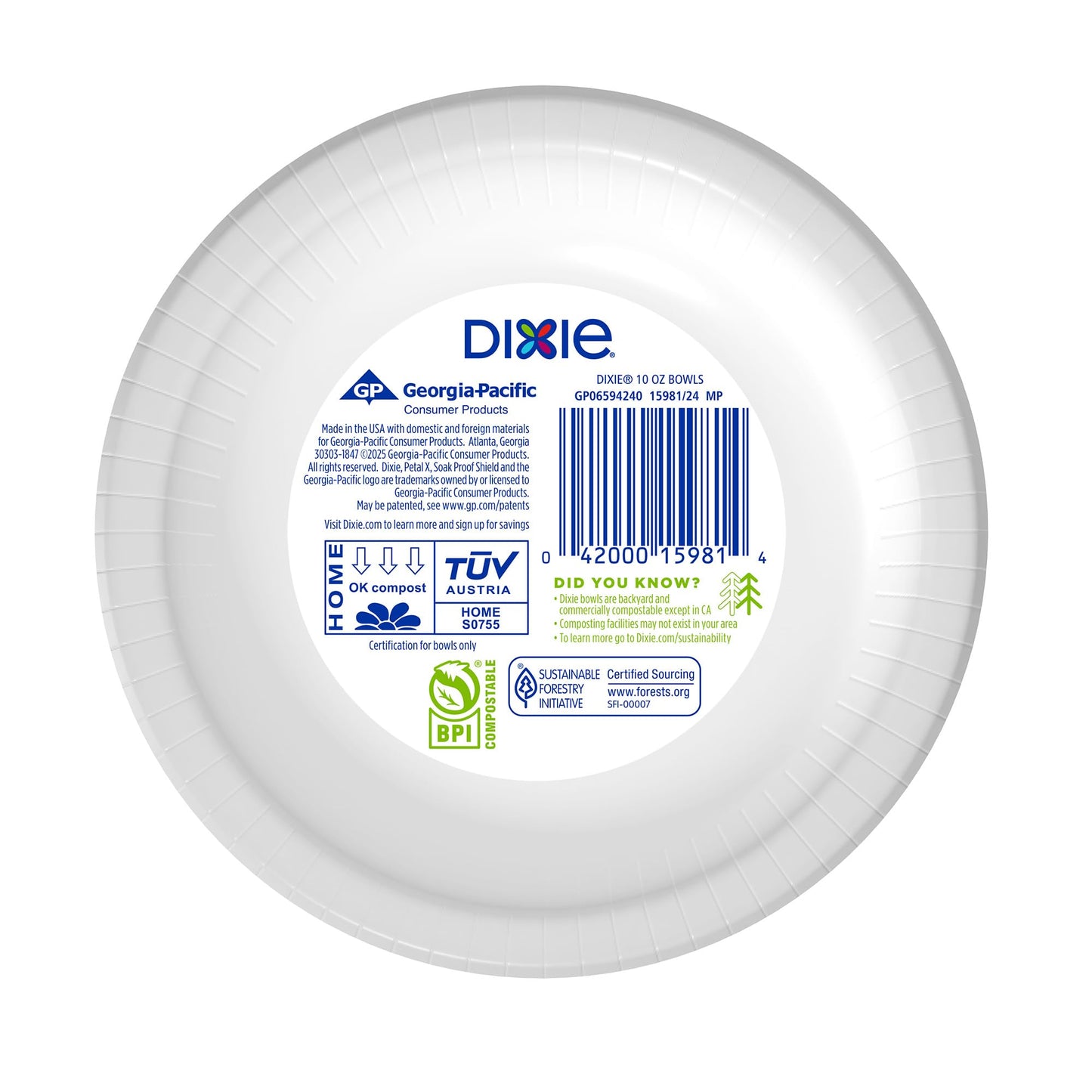 Dixie Small Paper Bowls, 10 Oz, 36 Count (Pack of 8), Microwave-Safe, Soak-Proof, Disposable Bowls Great For Snacks, Dessert, And Light Lunch Meals
