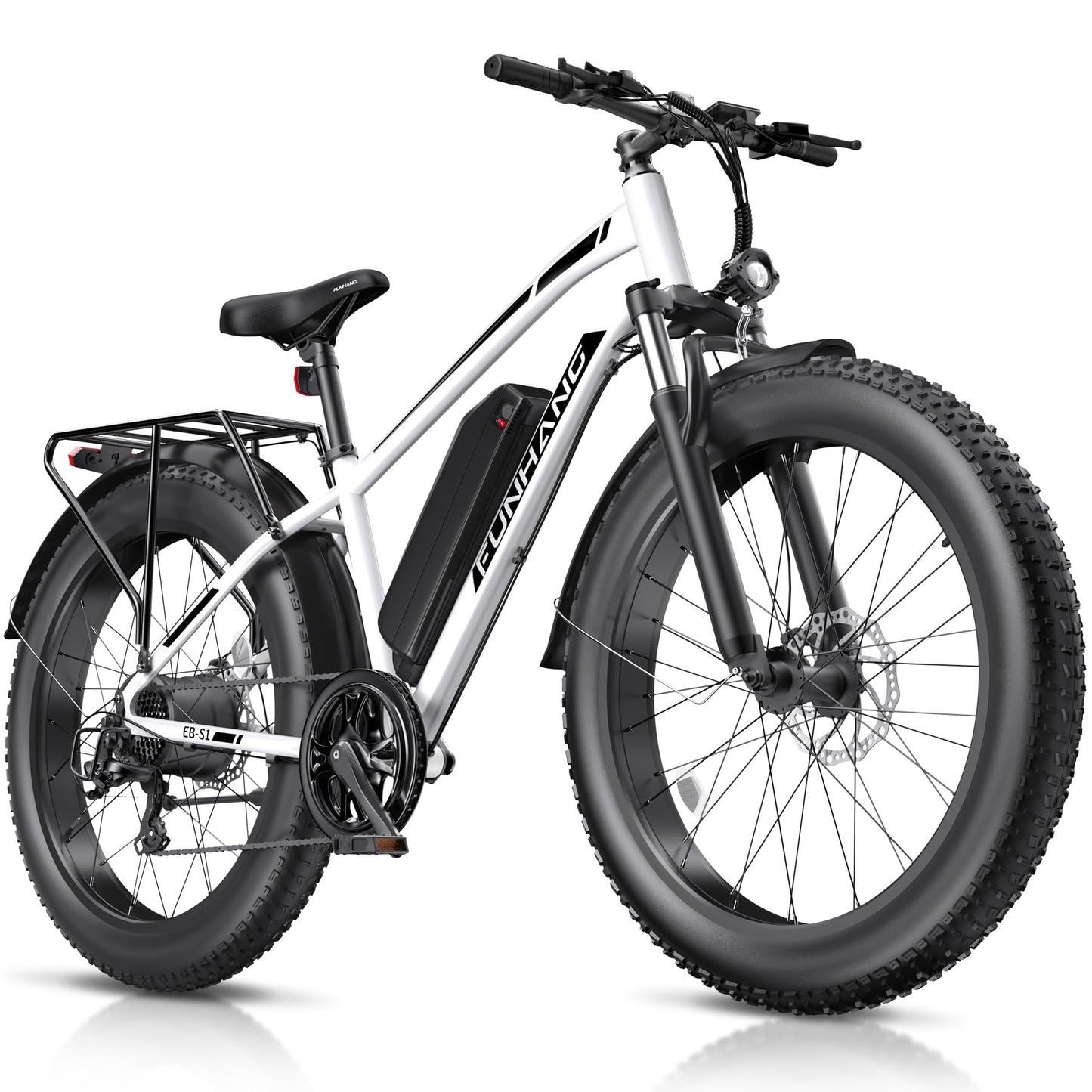 Electric Bike for Adults, 1000W Peak Ebike, 25MPH 60Miles Electric Mountain Bike, 26" Fat Tire Electric Bicycle with 48V 13AH Battery, Rear Rack, Turn Signal, Lockable Suspension Fork,7 Speed