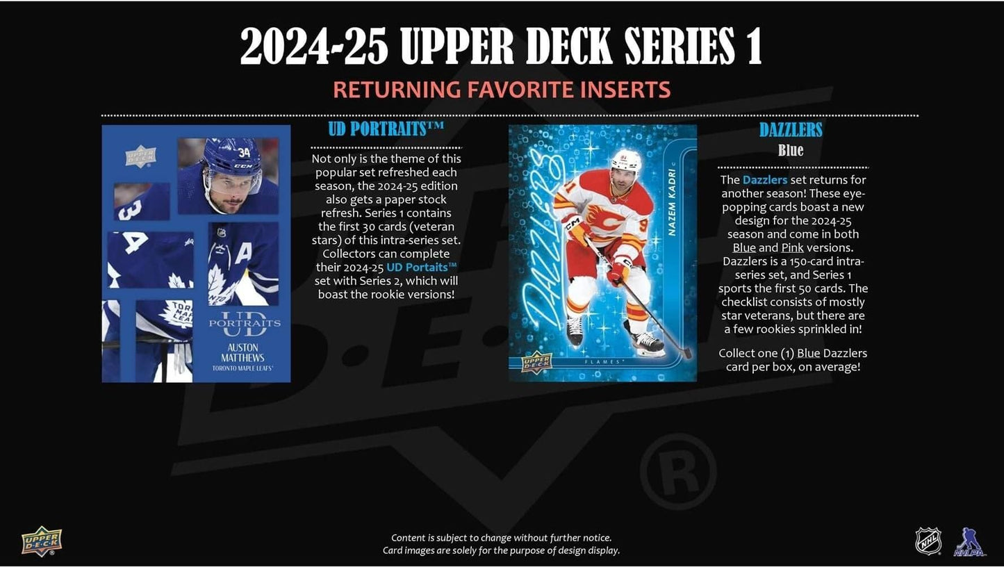 Upper Deck 2024-25 Series 1 Hockey Blaster Box (48 Hockey Cards)
