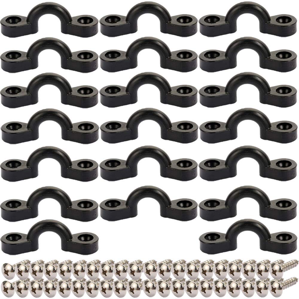 Kayak Pad Eye Kit, 10PCS Nylon Bungee Deck Loops Tie Down Pad Eye with 20 Screws for Boat Kayak Deck Rigging Kit