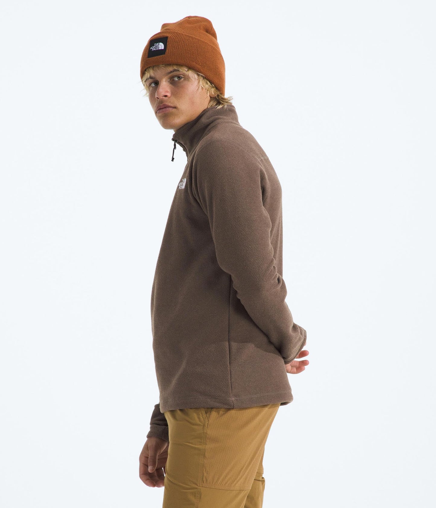 THE NORTH FACE Men's Textured Cap Rock 1/4 Zip Pullover | Fleece Jacket, Fold Over Collar & Embroidered Logo