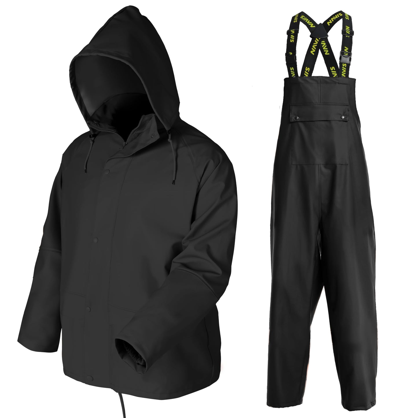Men's Workwear PRO Rain Suit - Waterproof Jacket and Bib Pants 3-piece Set for Ultimate Safety and Comfort