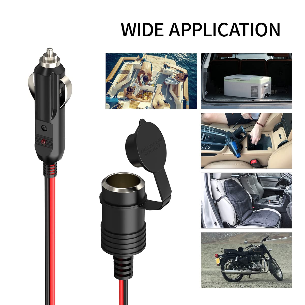 14AWG Cigarette Lighter Extension Cord 12V Cigarette Lighter Male Plug to Female Socket Extension Cable for Air Compressor Tire Inflators(10FT)