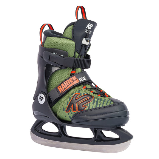 K2 Raider Ice Boys Adjustable Ice Skates - Green Orange / 11-2