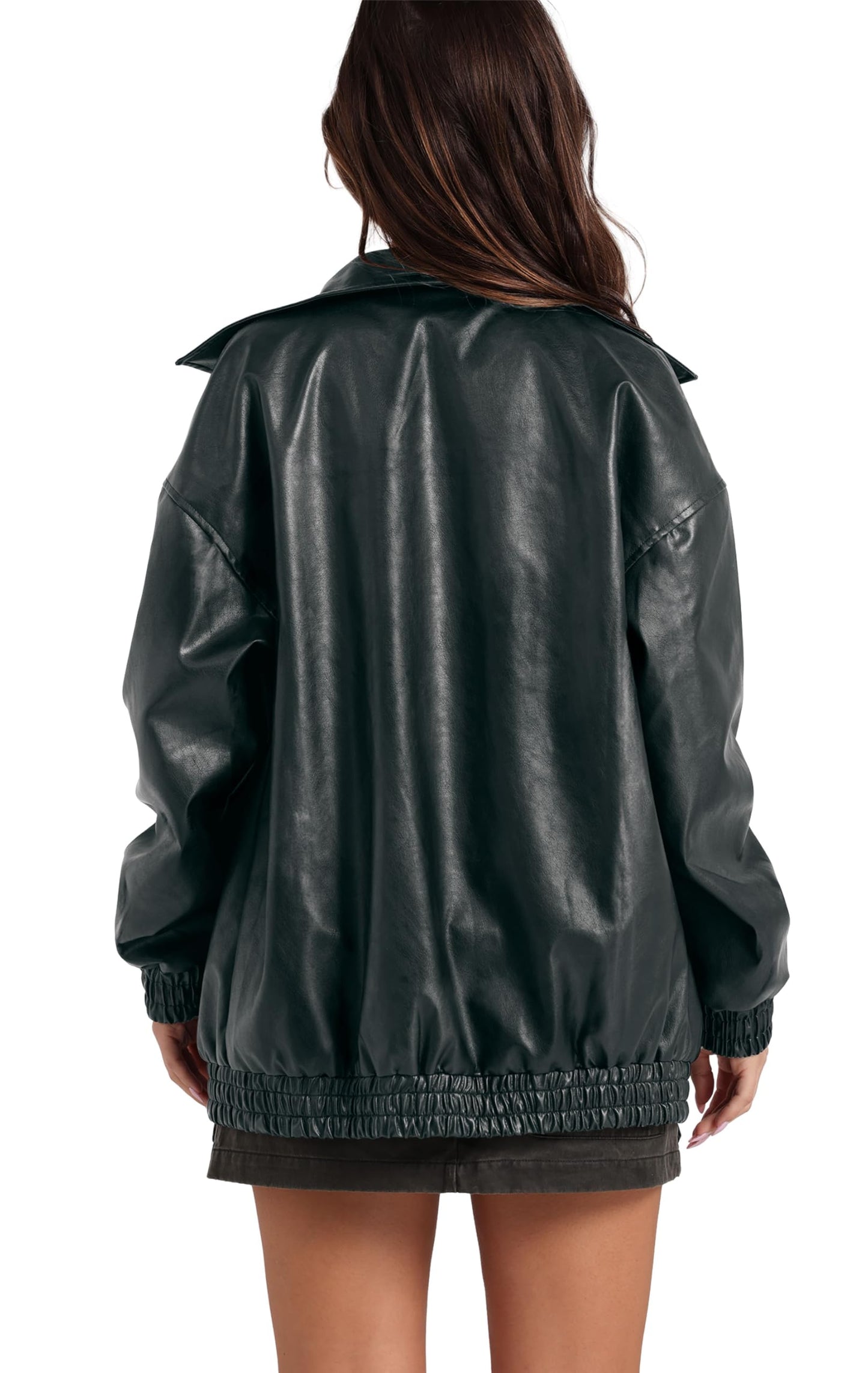 SAMPEEL Leather Jacket Women Faux Oversized Motorcycle Bomber Coats 2024 Fall Fashion Outfits Winter Clothes