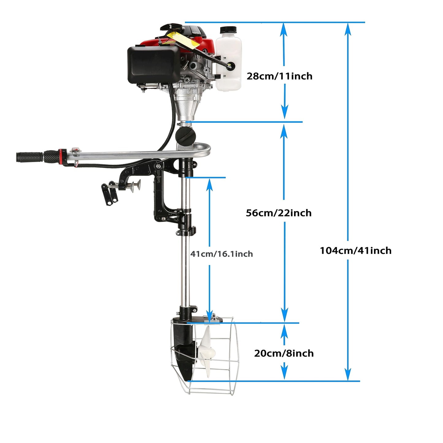 Outboard 4 Stroke Outboard Motor 4 hp Outboard Boat Motors for Inflatable, Kayak, Dinghy, Canoe Small Boat, With Shade and Manual Reverse