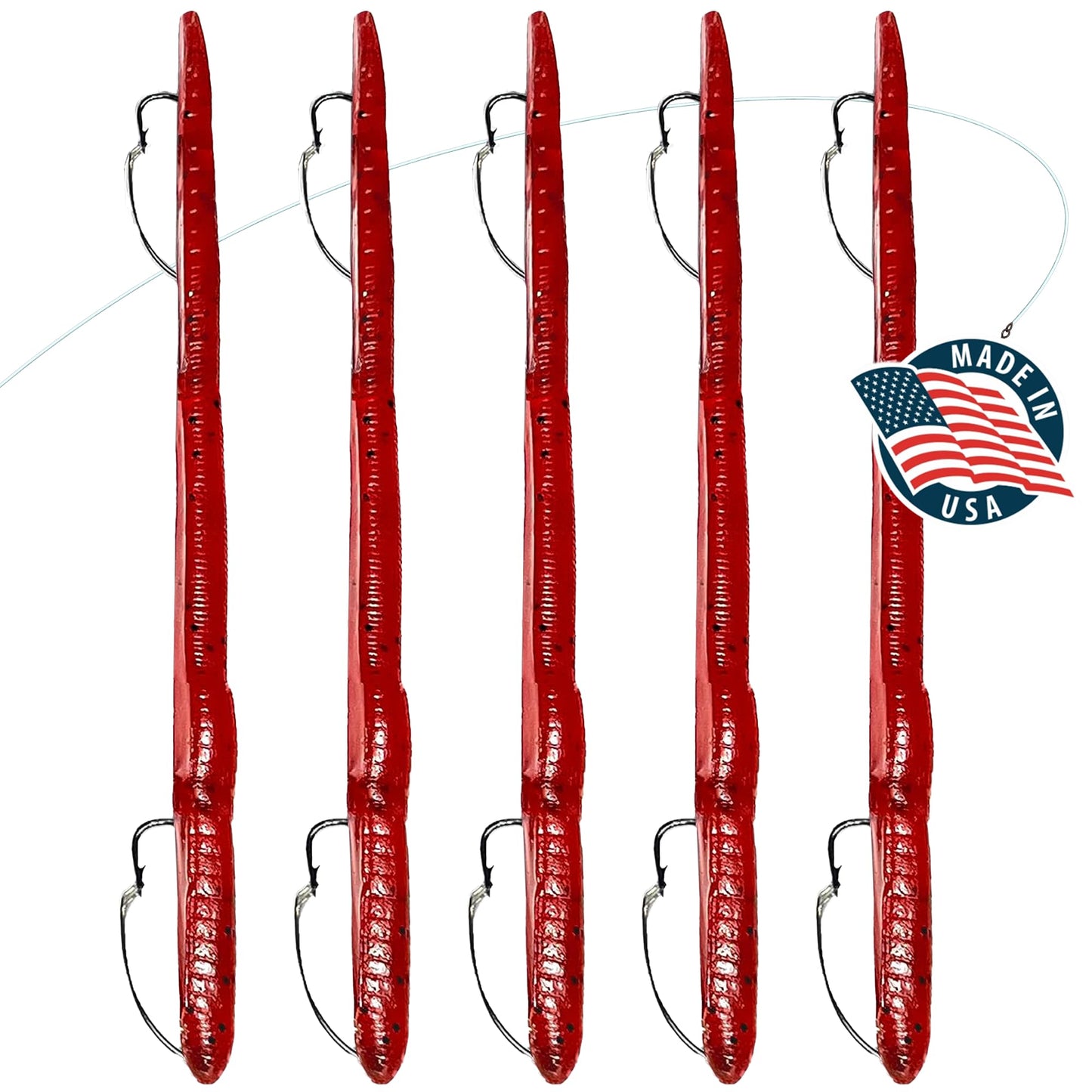 Made in USA Weedless Pre-Rigged Fishing Lures Bass Set, Pike, and Anything in Between - USA - Extra Durable Soft Plastic Swimbaits for Bass Fishing Lures - 5 PCS Bass Baits and Lures Pack(Variety)