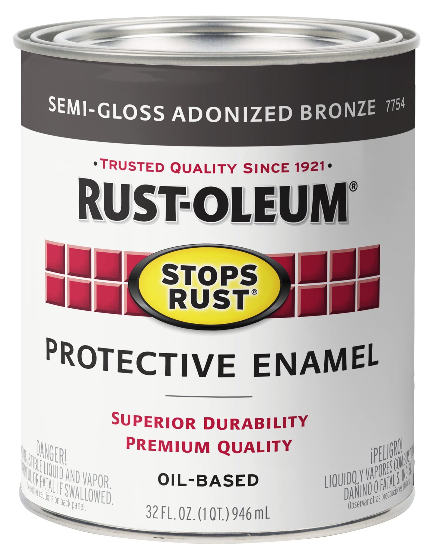 Rust-Oleum 7779502 Stops Rust Brush On Paint, Quart, Gloss Black, 32 Fl Oz (Pack of 1)