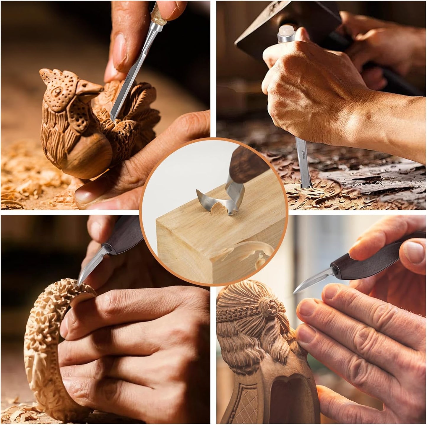 Premium Professional Wood Carving Kit - 28pcs wood carving Tools set whittling kit Ergonomic Walnut Handles, Razor-Sharp High-Carbon Steel Blades