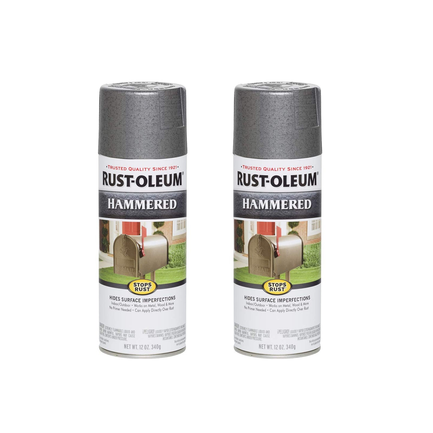 Rust-Oleum 7214830-6PK Stops Rust Hammered Spray Paint, 12 oz, Gray, 6 Pack