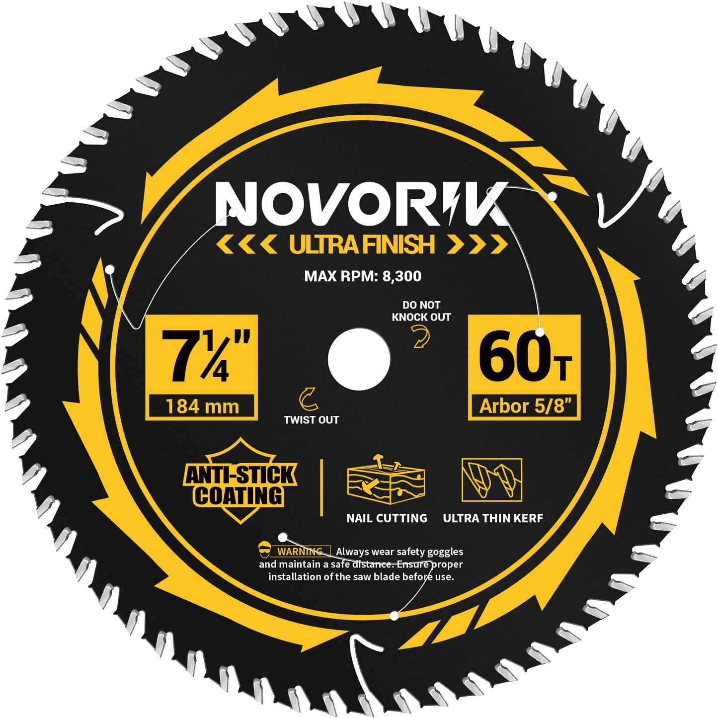 Circular Saw Blade 7-1/4" 24T&40T&60T, Saw Blade with Arbor 5/8", ATB Circular Saw Blade, Professional for Wood Cutting, 3-Pack