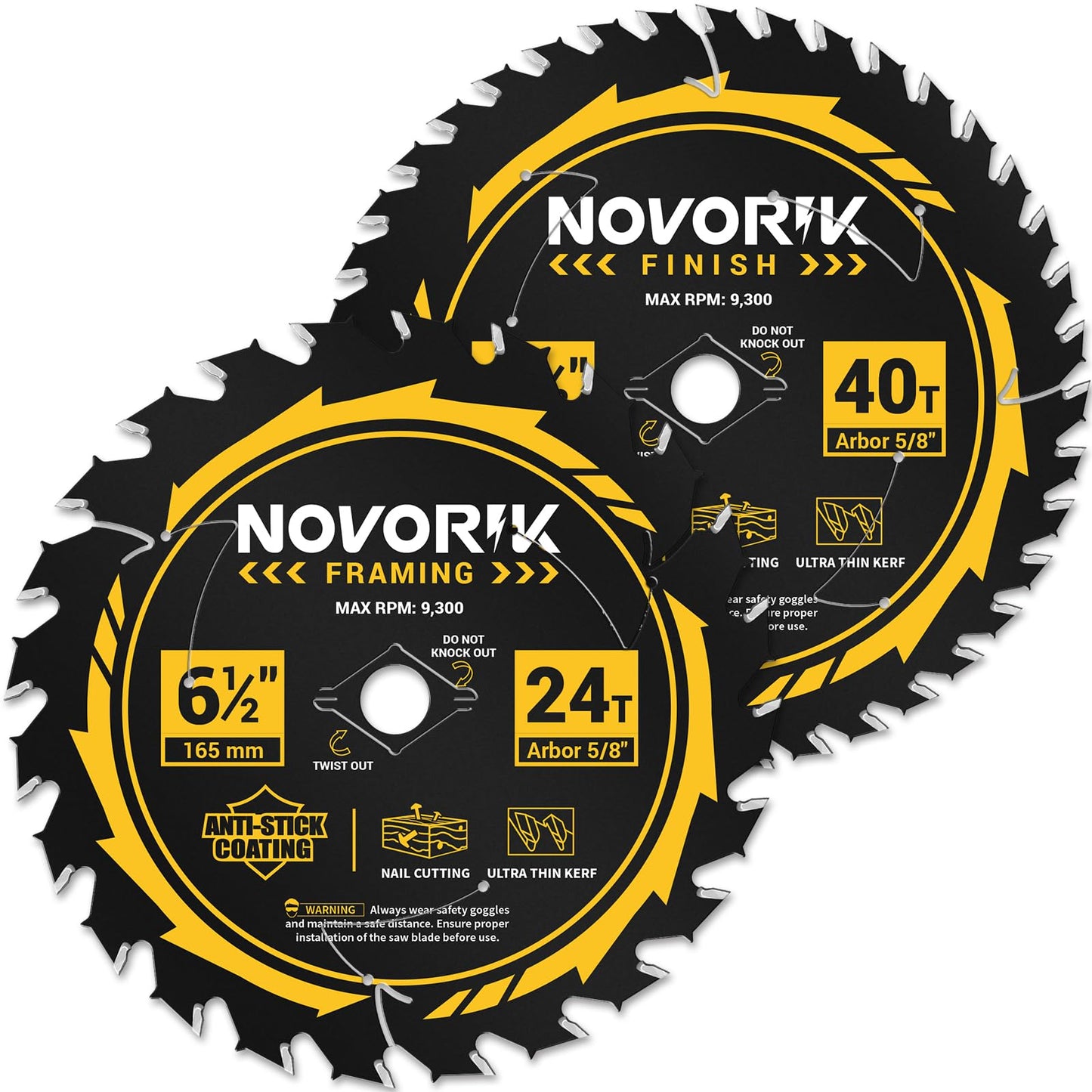 Circular Saw Blade 7-1/4" 24T&40T&60T, Saw Blade with Arbor 5/8", ATB Circular Saw Blade, Professional for Wood Cutting, 3-Pack