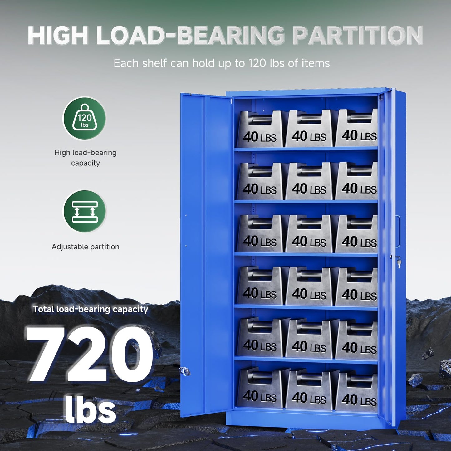 Letaya Metal Garage Storage Cabinets with Lock-72 Tall Tool Organizer Steel Lockers, 5 Adjustable Layers Shelves for Home,Office,Warehouse,Garage,(Black-72“)