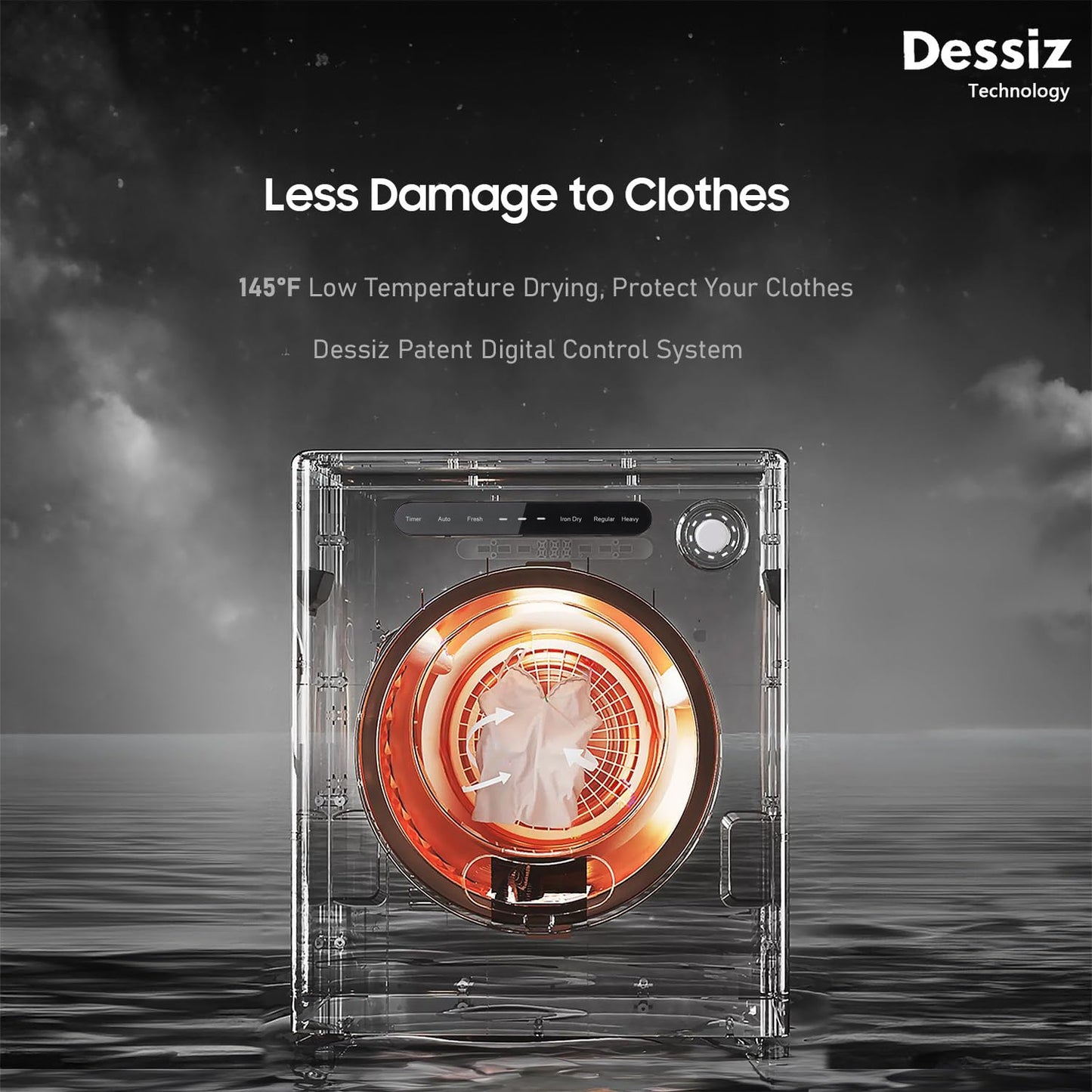 Dessiz 11LBS Compact Dryer 950W Portable Clothes Dryer Machine for Small Spaces, RVs and Apartments - Quiet, Sturdy ,Easy to Use and LED Display
