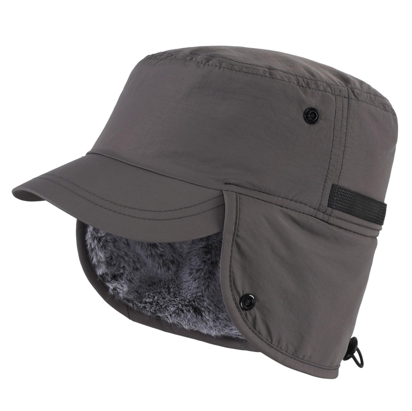 Connectyle Men's Winter Hat with Visor Warm Earflaps Hat Fully Lined Faux Fur Baseball Cap Trapper Hunting Hats