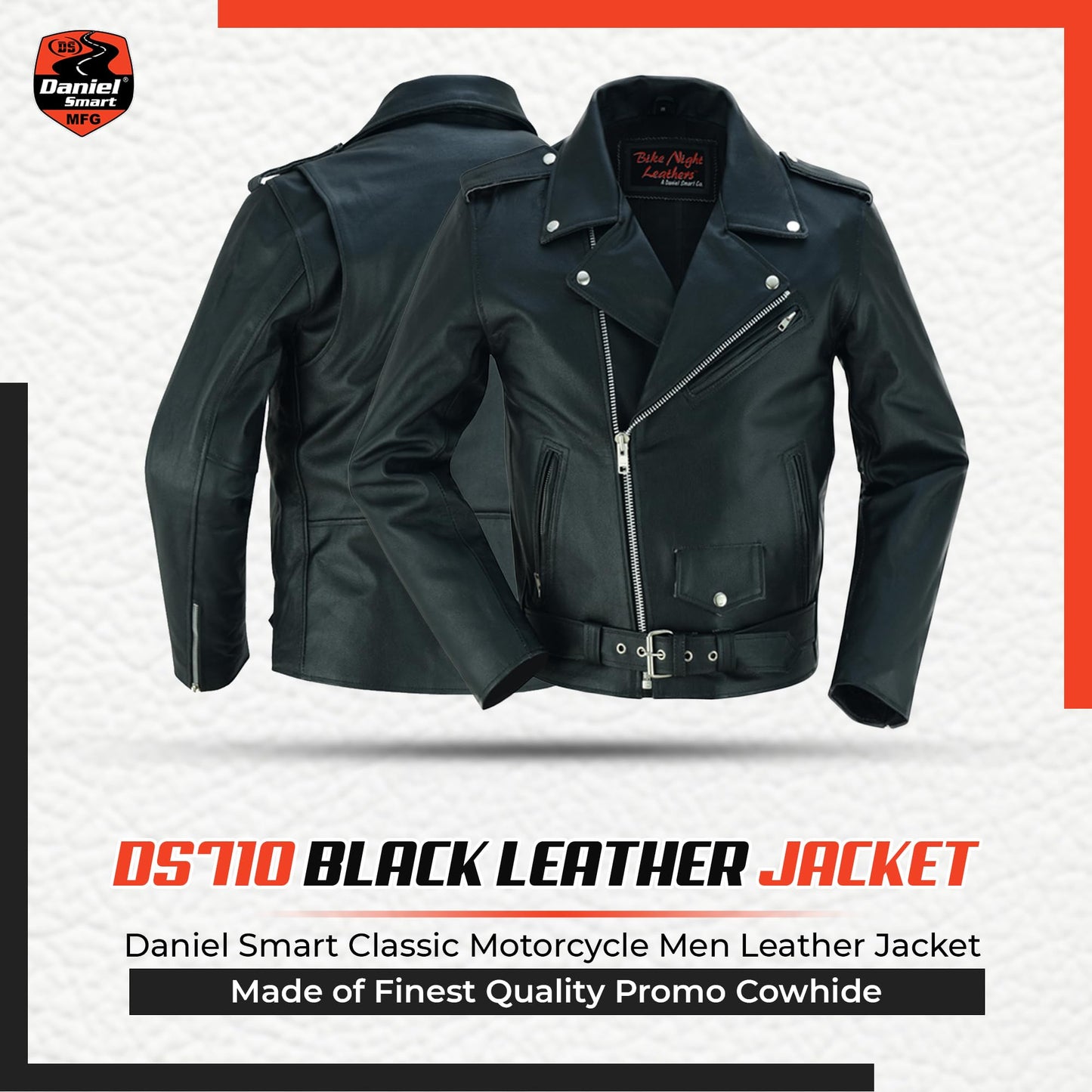 Daniel Smart Men Motorcycle Leather Jacket Black Economy Biker Leather Jacket with inside inside