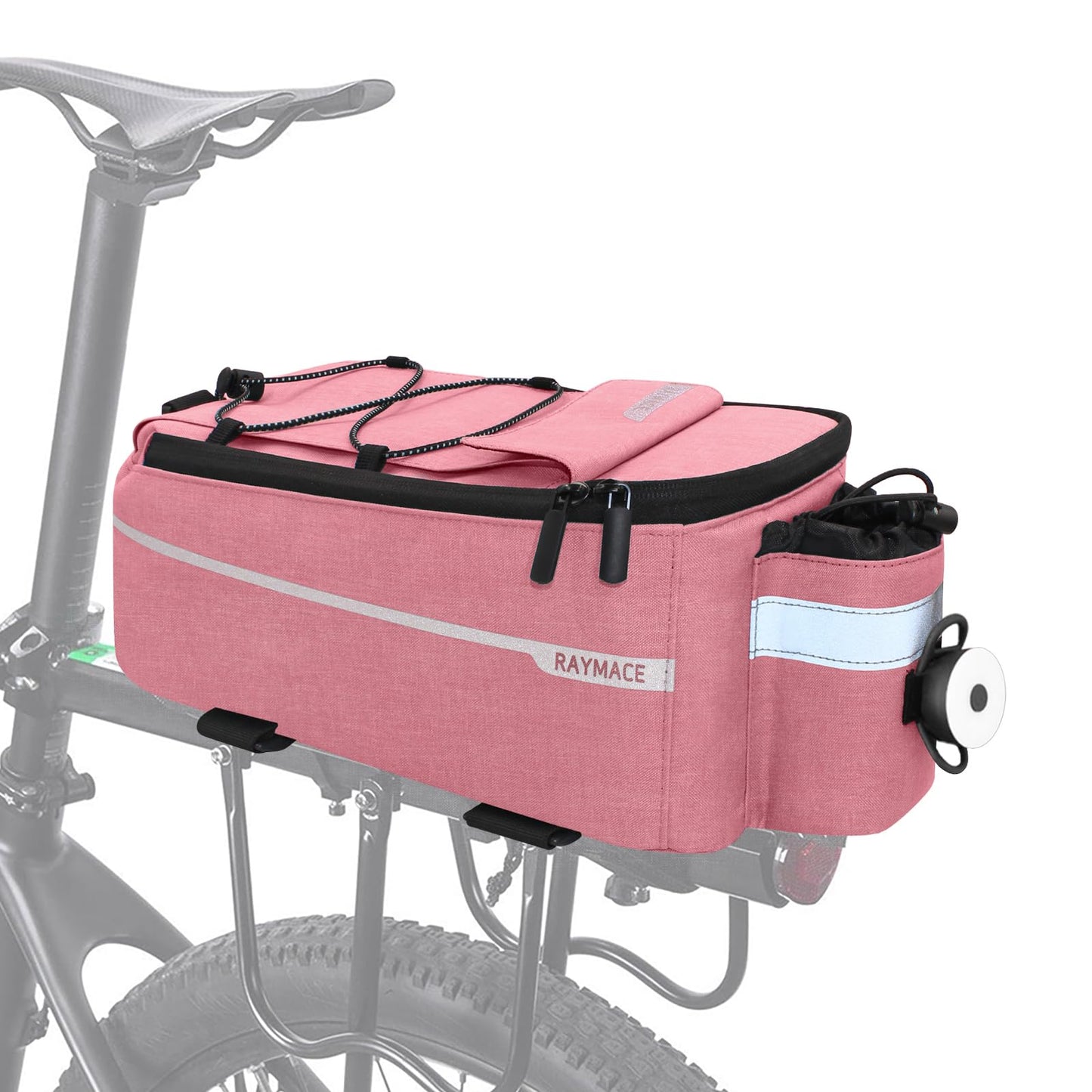 RAYMACE Bike Rear Rack Bag with Tail Light, Bike Truck Cooler Bag for Warm or Cold Items