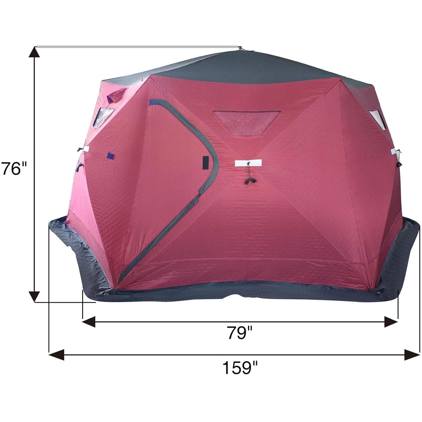 THUNDERBAY Ice Cube Series Pop-Up Hub-Style Ice Fishing Shelter, 68-112 Square Feet of Fishable Area, Portable 6-8 Person Ice Shanty