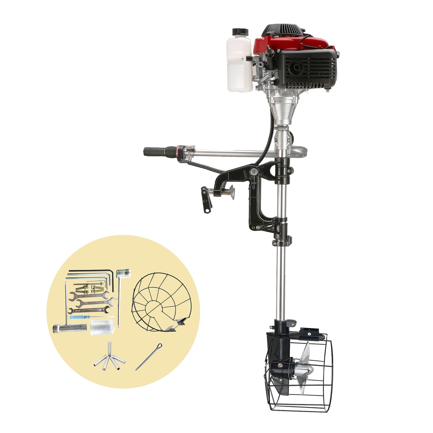 Outboard 4 Stroke Outboard Motor 4 hp Outboard Boat Motors for Inflatable, Kayak, Dinghy, Canoe Small Boat, With Shade and Manual Reverse