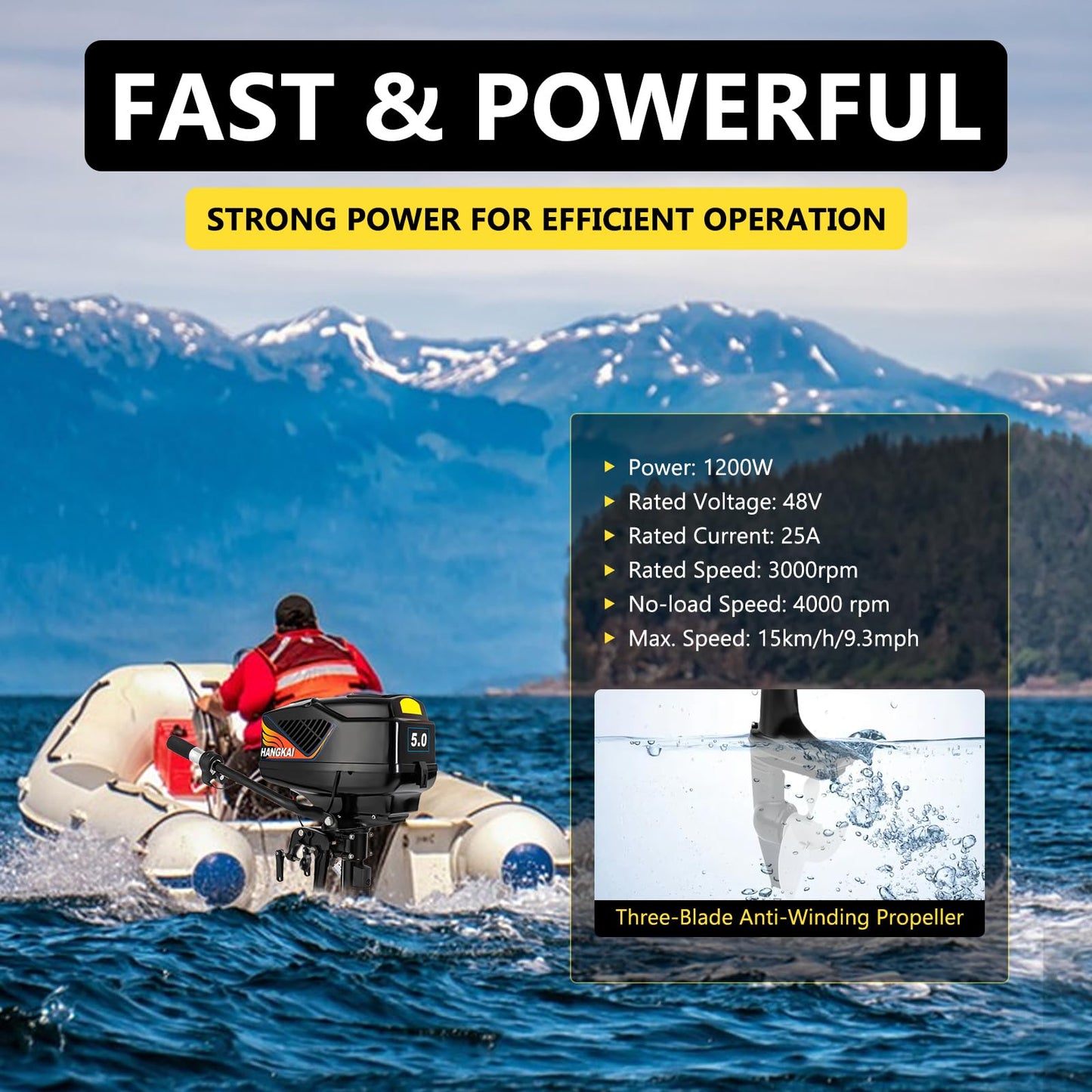 3.5HP 2 Stroke Outboard Motor, Heavy Duty Fishing & Kayak Motor with Water Cooling System, Marine Boat Engine for Inflatable Fishing