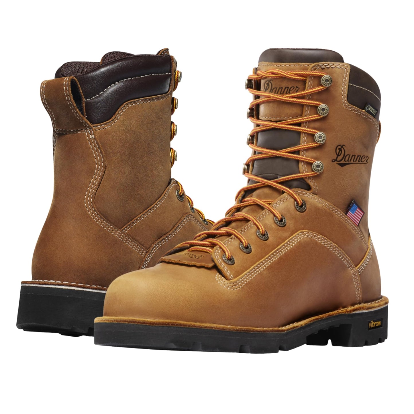 Danner 8” Quarry USA Waterproof Alloy Safety Toe Work Boots for Men - Full-Grain Leather with Gore-Tex Lining and Traction Heel Outsole, EH Resistant
