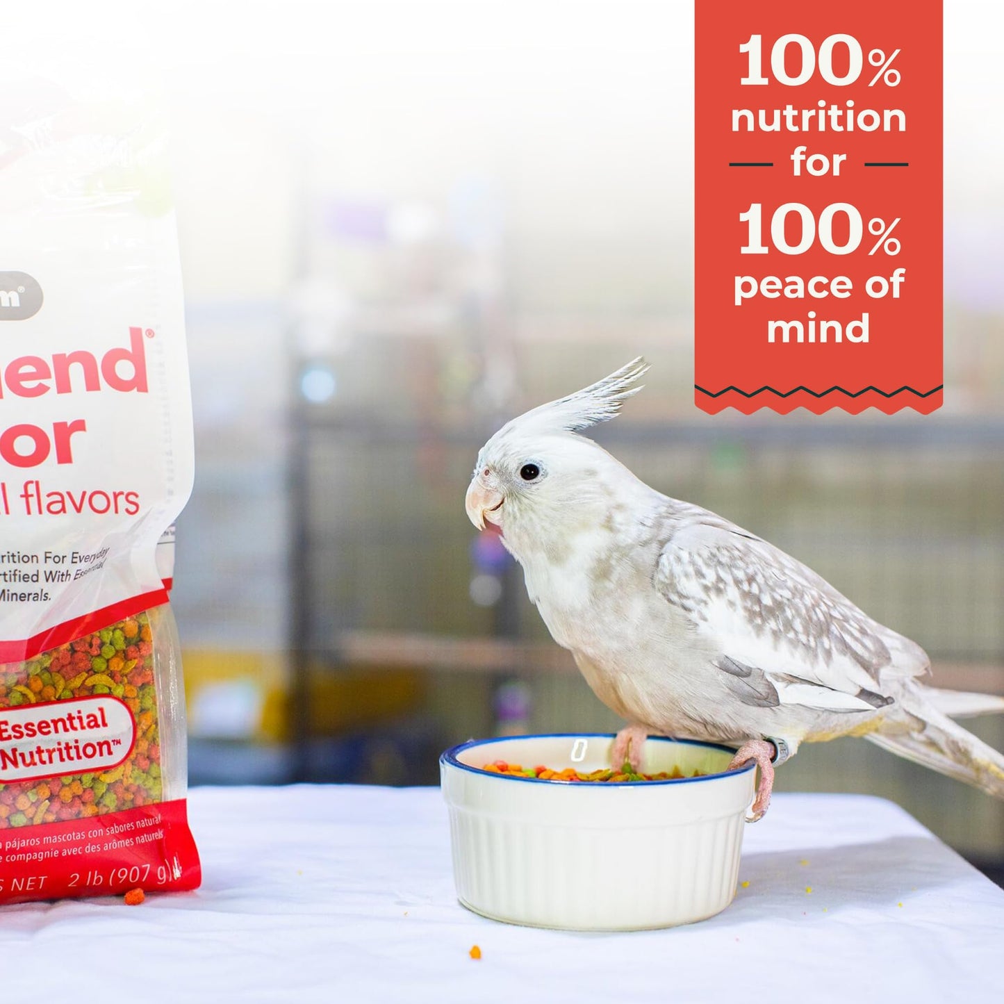 ZuPreem Sensible Seed Bird Food, Cockatiel, Lovebird, Quaker, Small Conure, Seed and Pellet Blend for Medium Birds, Food Mixer Topper, Enriching Variety, Made in the USA, (M, 2 lbs)