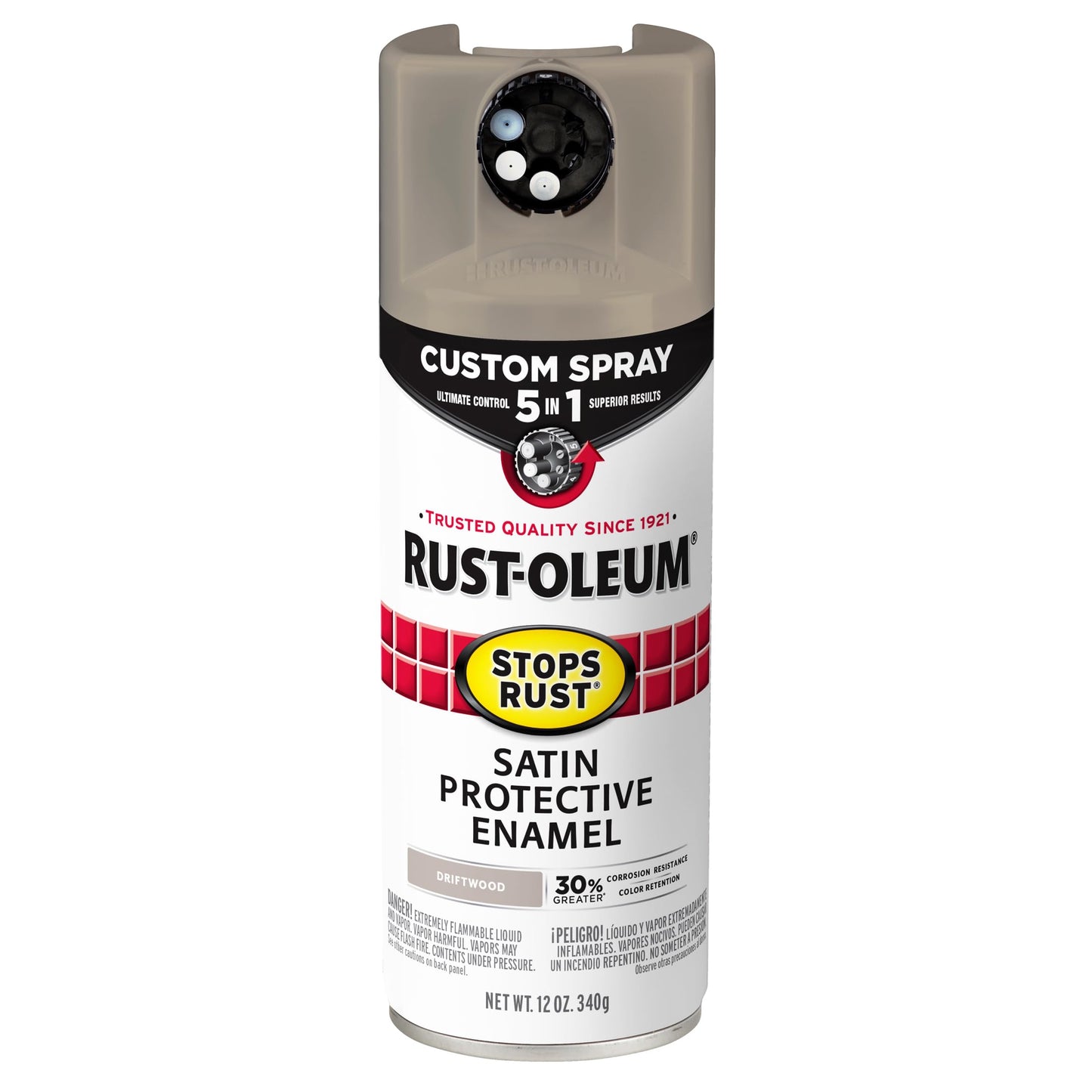 Rust-Oleum 376892 Stops Rust Custom Spray 5-in-1 Spray Paint, 12 oz, Gloss Leather Brown