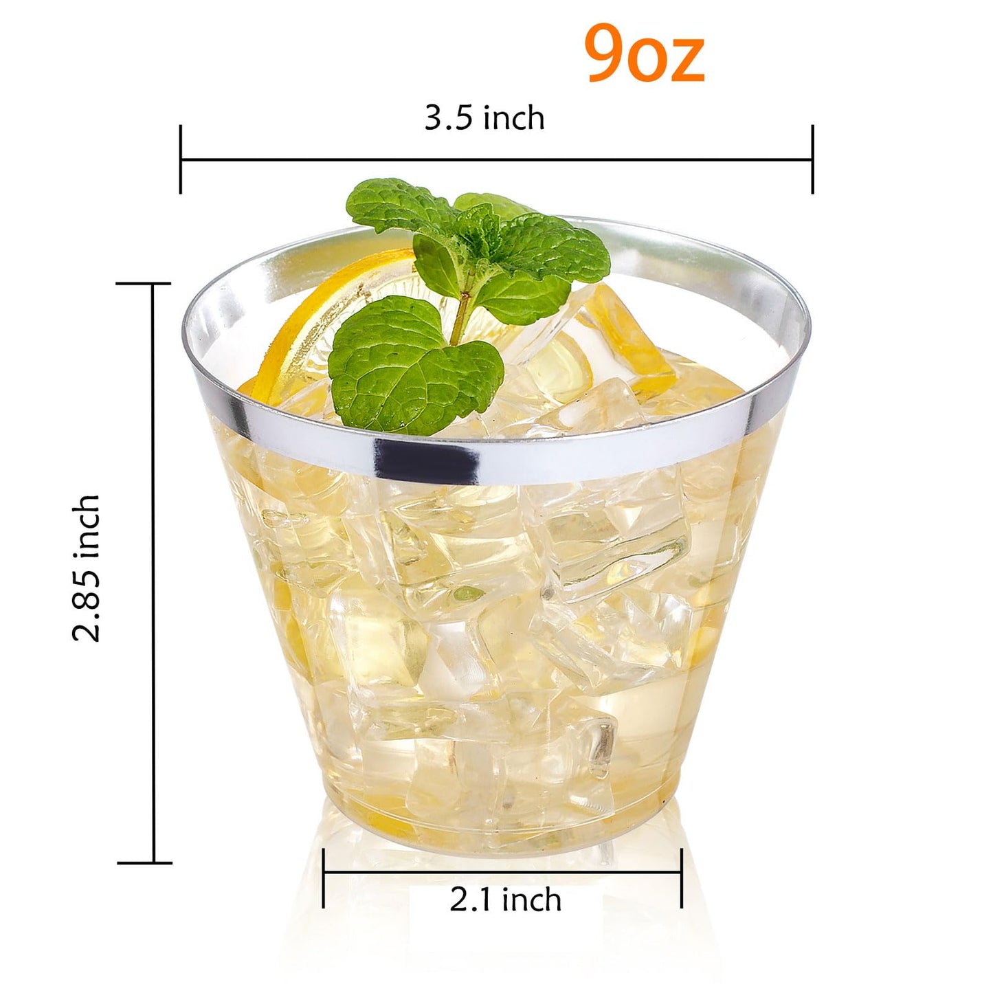 I00000 200 Pack Gold Plastic Cups, 9 Oz Elegant Clear Plastic Cups Gold Rimmed Disposable Wine Glasses Fancy Disposable Party Cups Wedding Cups Drinking Tumblers Plastic Cocktail Glasses with Gold Rim