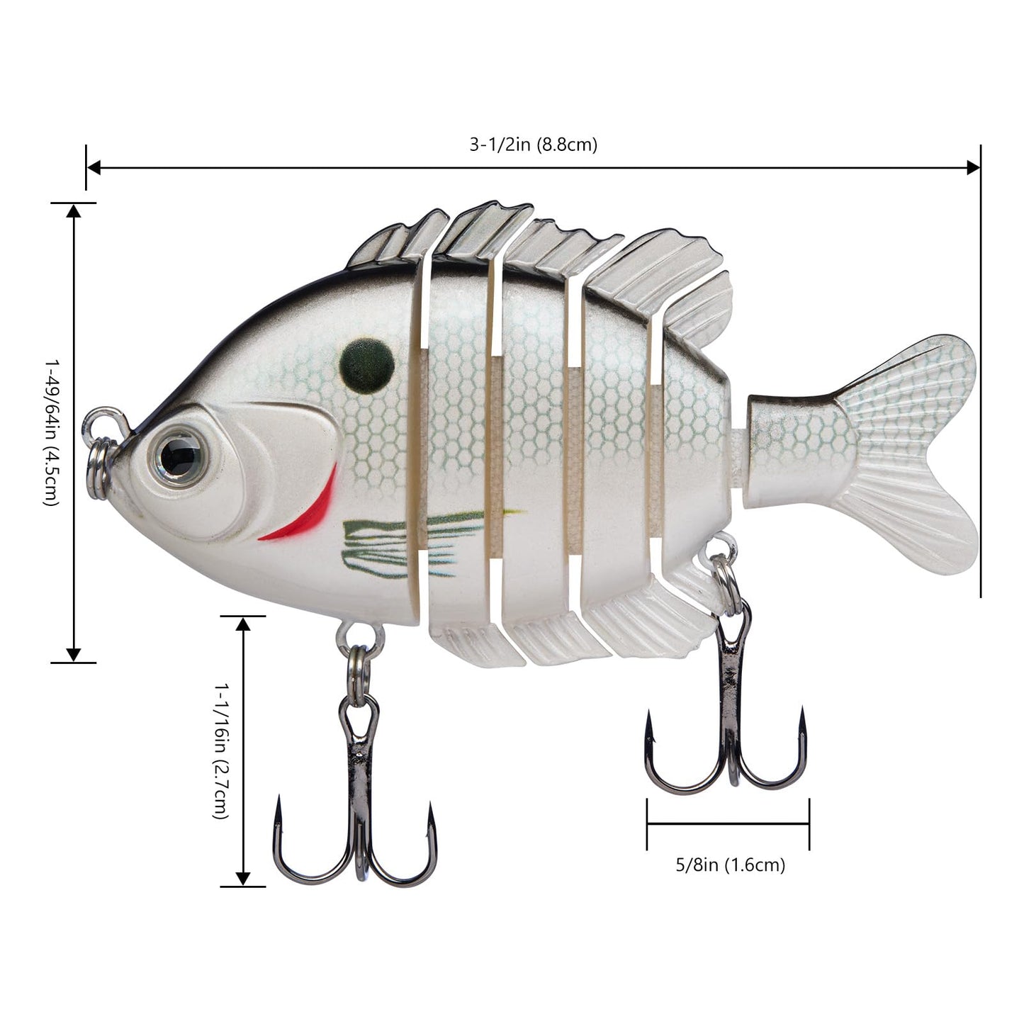 BASSDASH SwimPanfish Multi Jointed Panfish Bluegill Swimbaits Hard Topwater Bass Lures Fishing Lure Crank Saltwater 3.5in/0.85oz