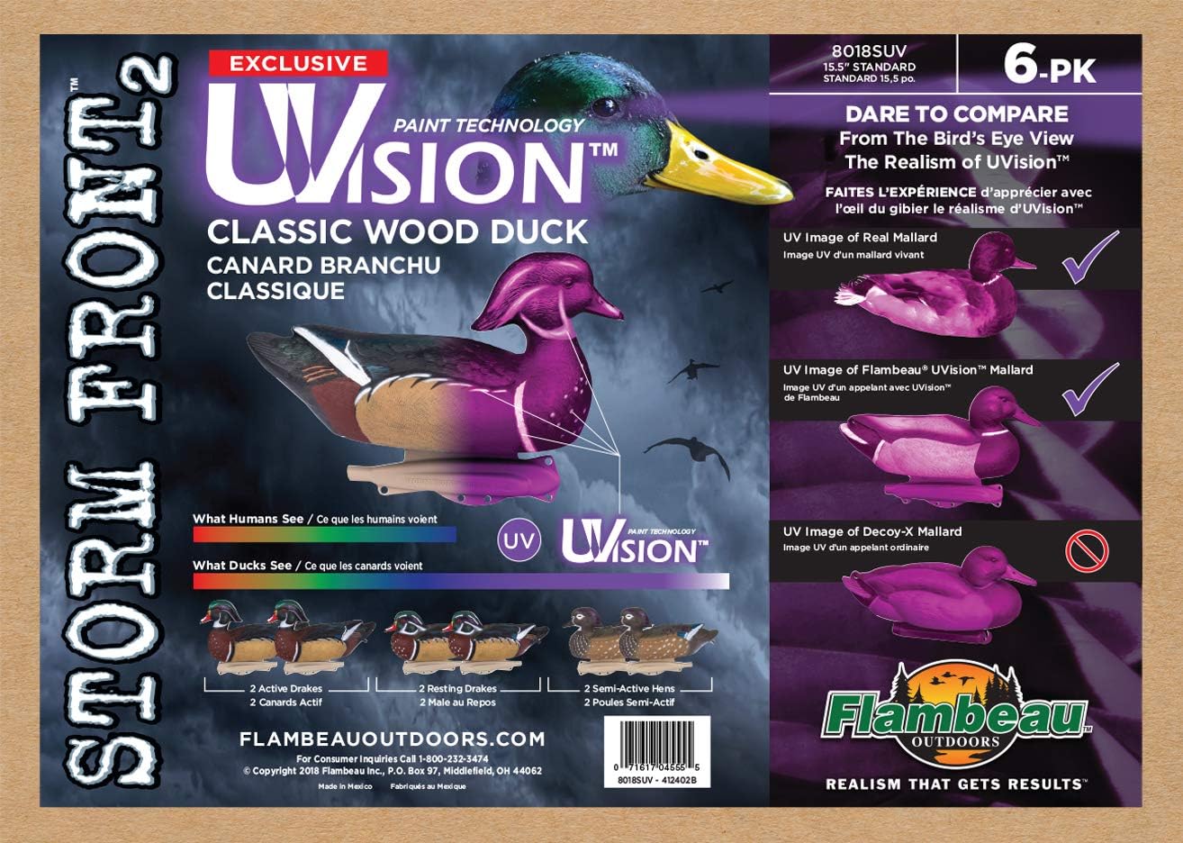 Flambeau Outdoors 8018SUV Storm Front 2 Wood Duck Decoys, Classic Floaters - 6-Pack