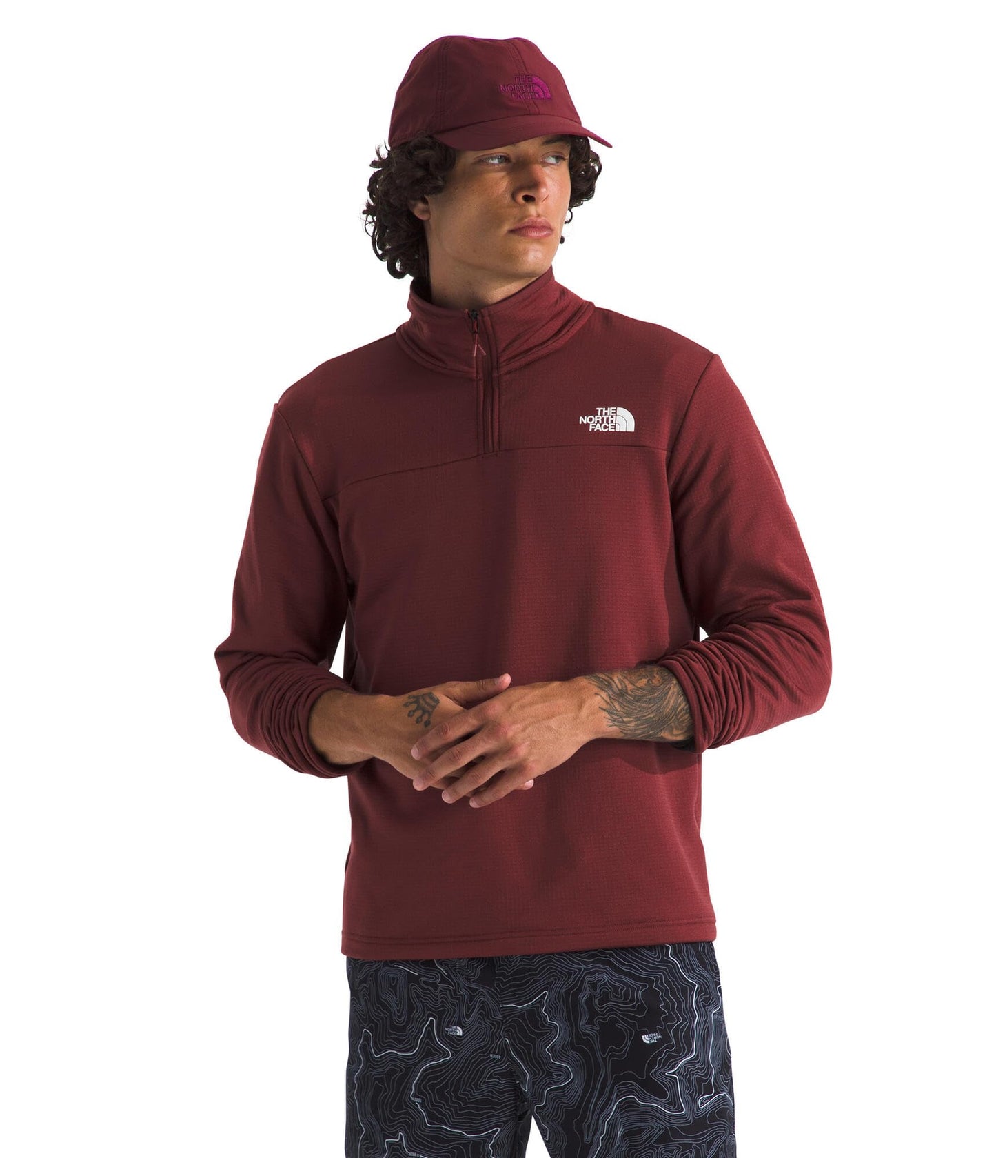 THE NORTH FACE Men's Cedar Trail Grid Fleece Quarter Zip Jacket | Cold Weather Top With Durable, Reinforced Bindings
