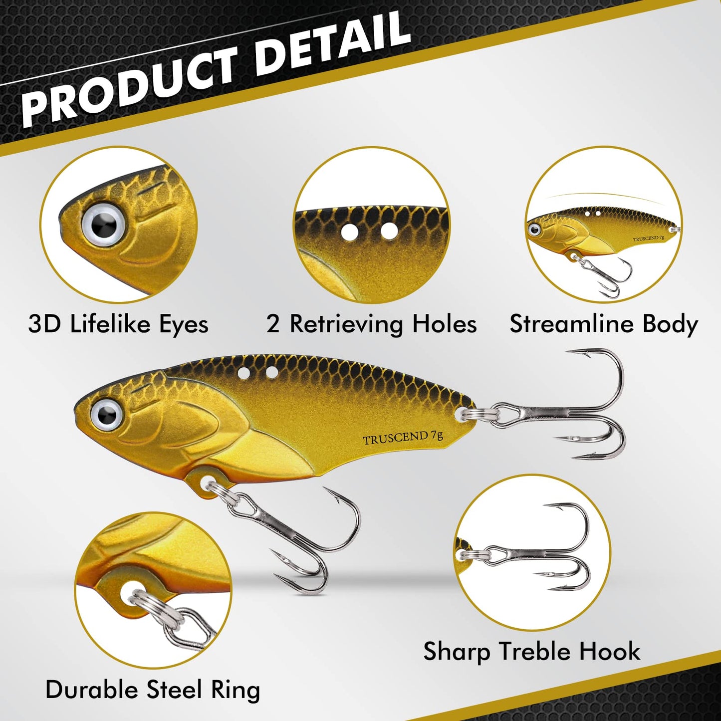 TRUSCEND Swimming or Jigging Fishing Spinners with Two-Way Spinning Spoons System, Rooster Tail Fishing Lures with Flash Copper Body & Blade, Freshwater and Saltwater Blade Bait for Bass Walleye Trout