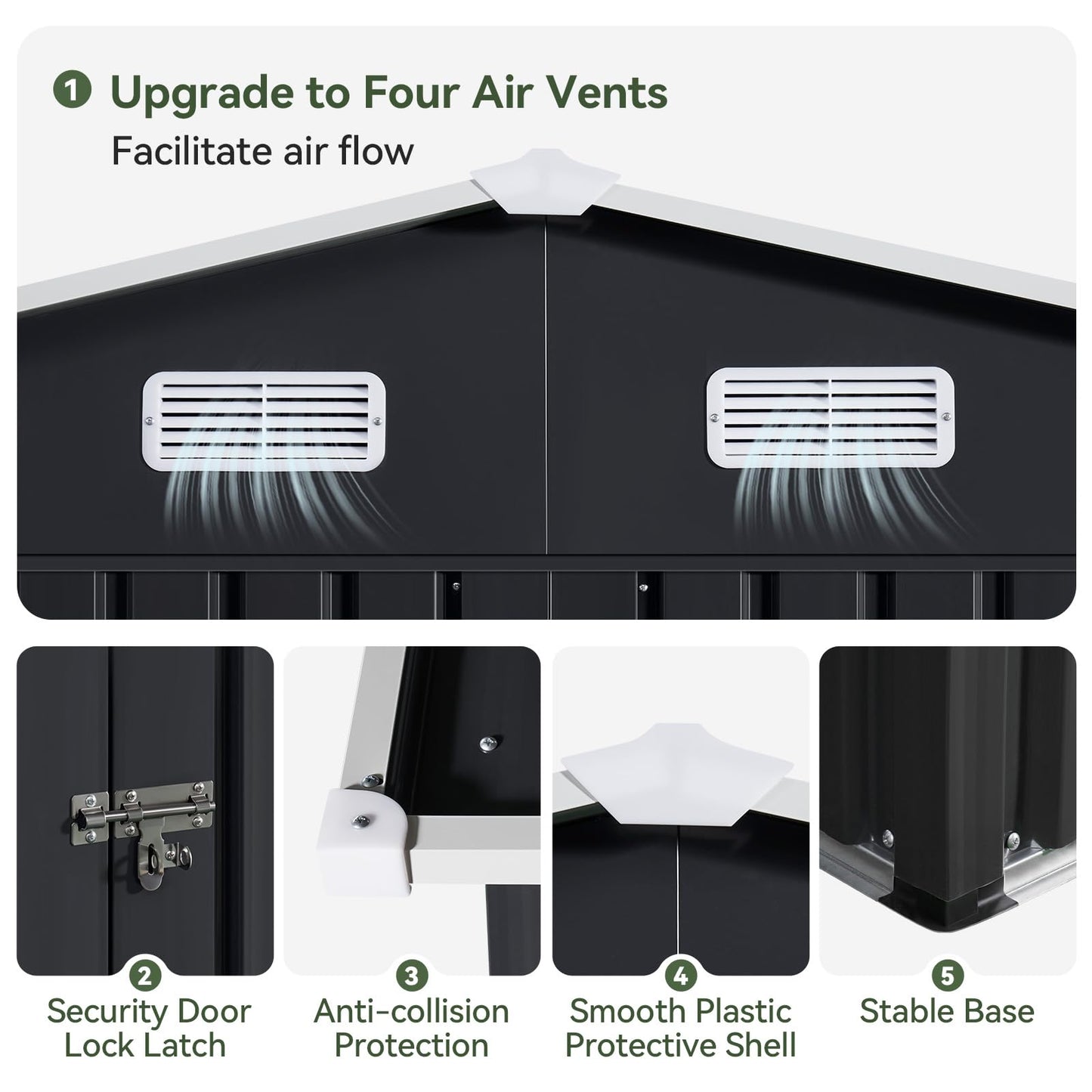 Aoxun 12x10 FT Shed Metal Outdoor Waterproof Storage Shed Steel Utility Garden Tool Shed with Door & Lock Outdoor Storage for Garden Patio Lawn Poolside, Brown