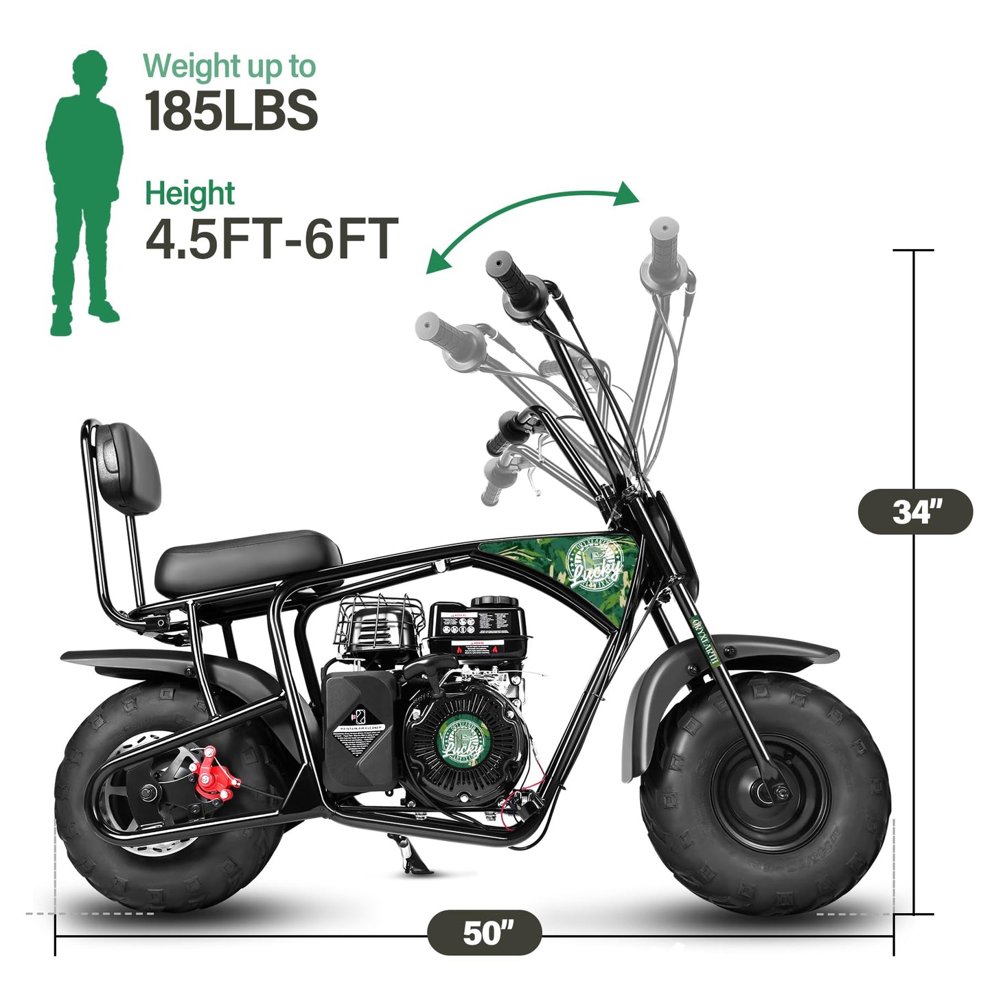 Oryxearth 99CC 4-Stroke Mini Dirt Bike, Gas Powered Off Road Dirtbike W/EPA Approved for Kids, Speed Up 24 MPH, Weight Capacity 185 LBS